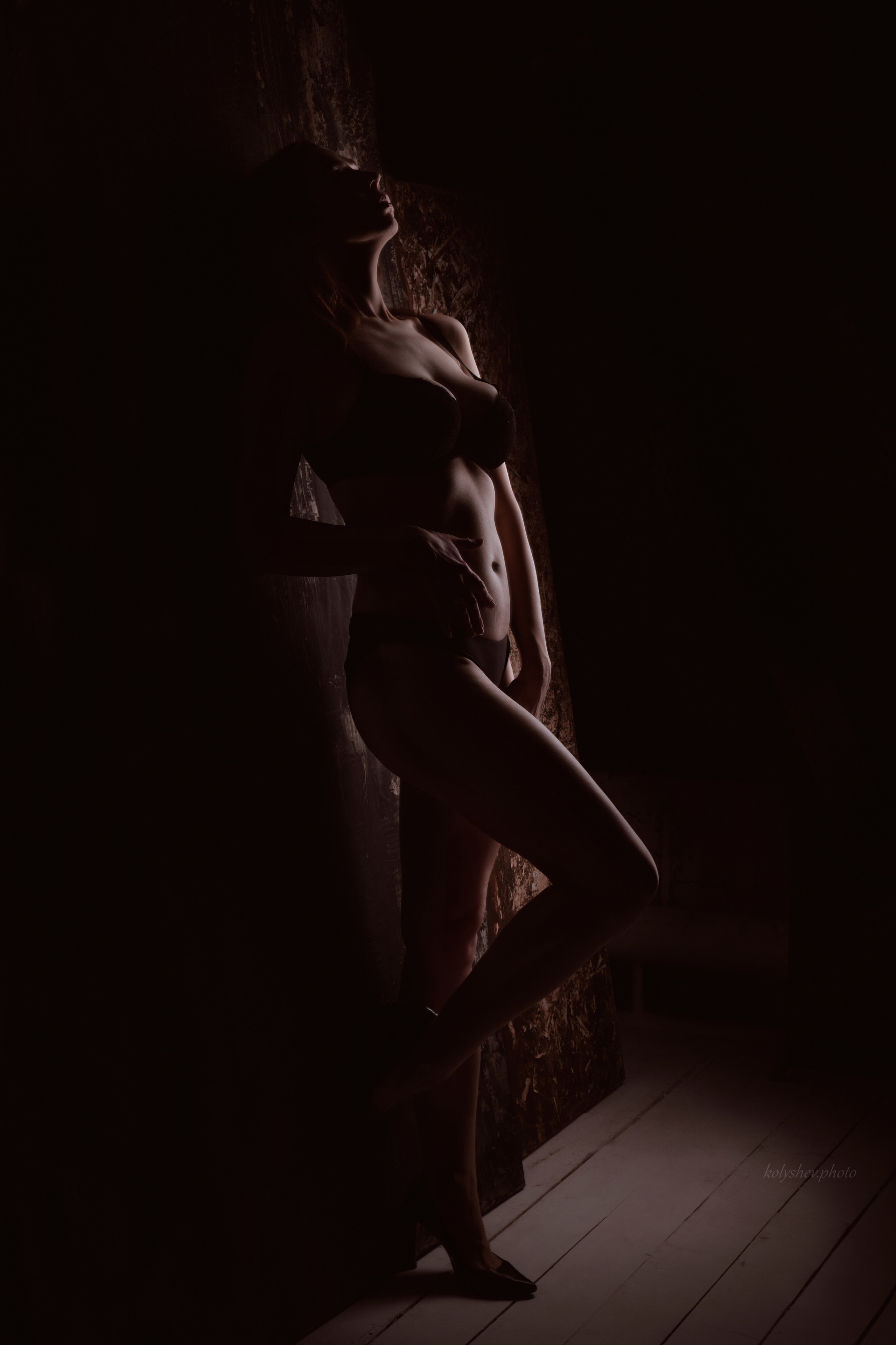 Женская съёмка в очень низком ключе в студии в Москве. Портретный фотограф на новый год в Москве Виктория Колышева