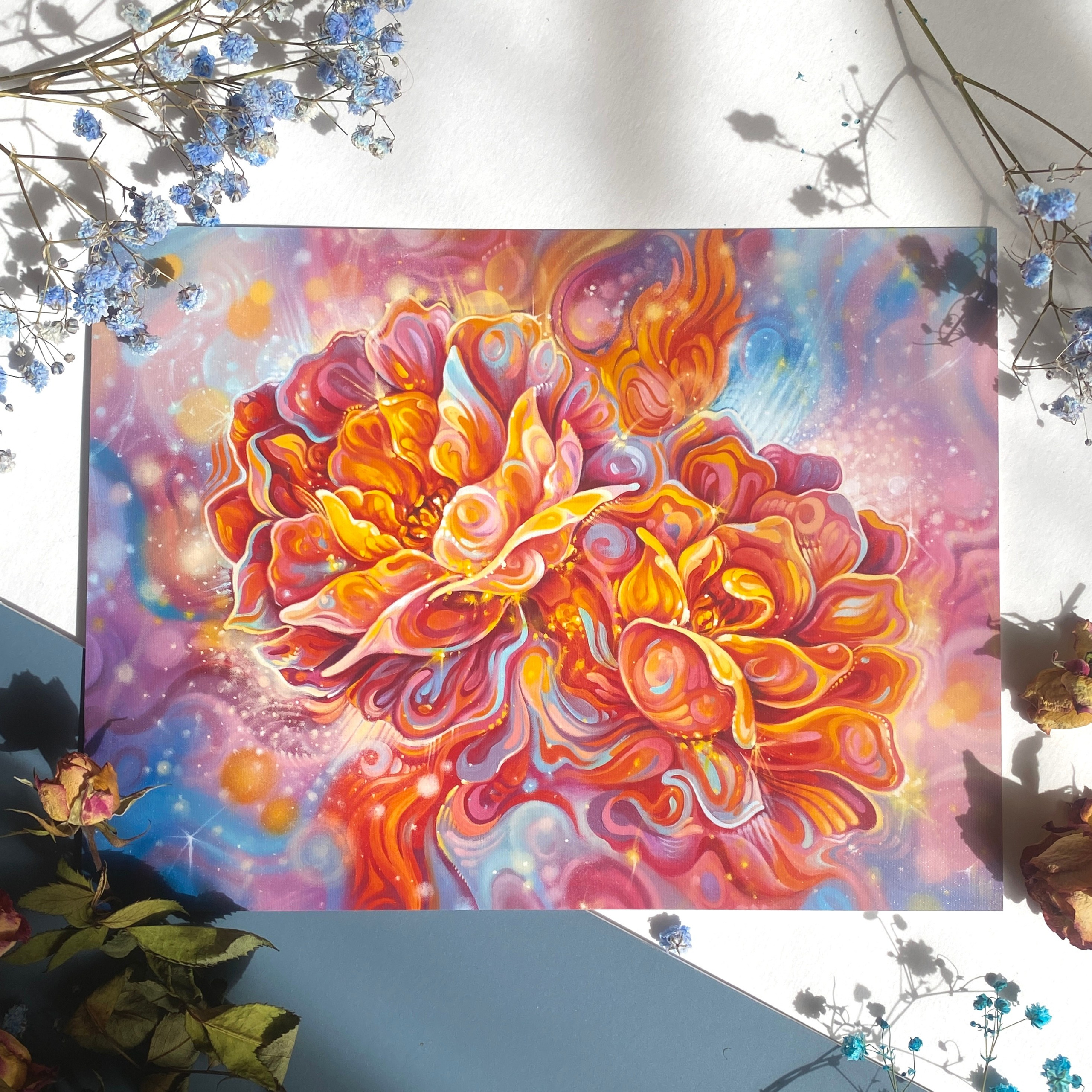 Иллюстрация с пионами, о страсти любви