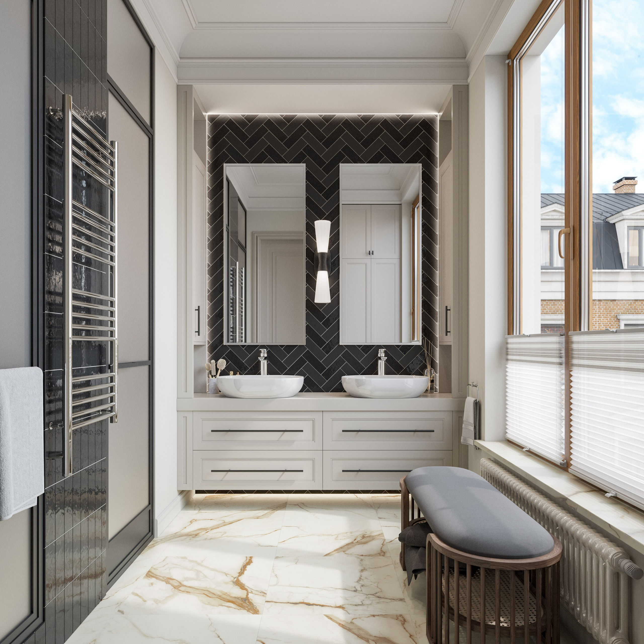 Неоклассика в Петербурге: 3D Визуализации Квартиры с Винтовой Лестницей в Гостиной. Визуализатор интерьера в Москве | Брагин Кирилл