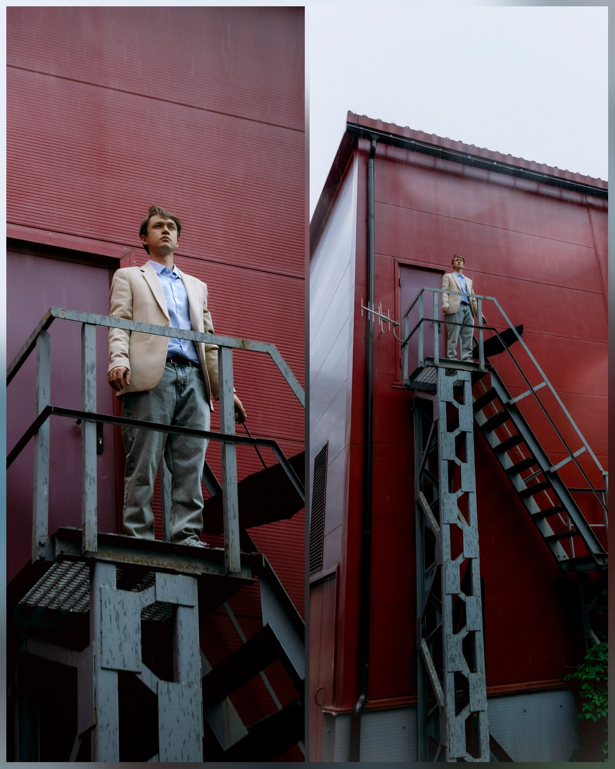 парень на пожарной лестнице