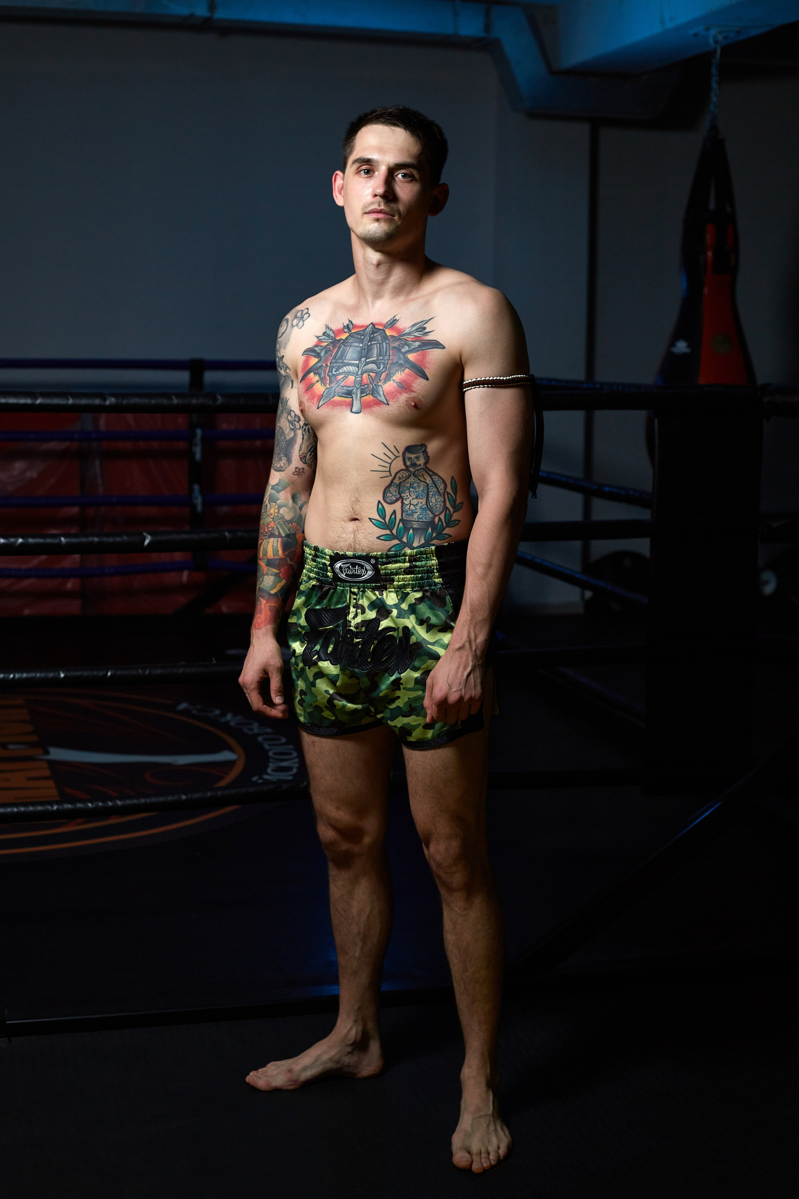 Male portrait of a man practicing Thai boxing