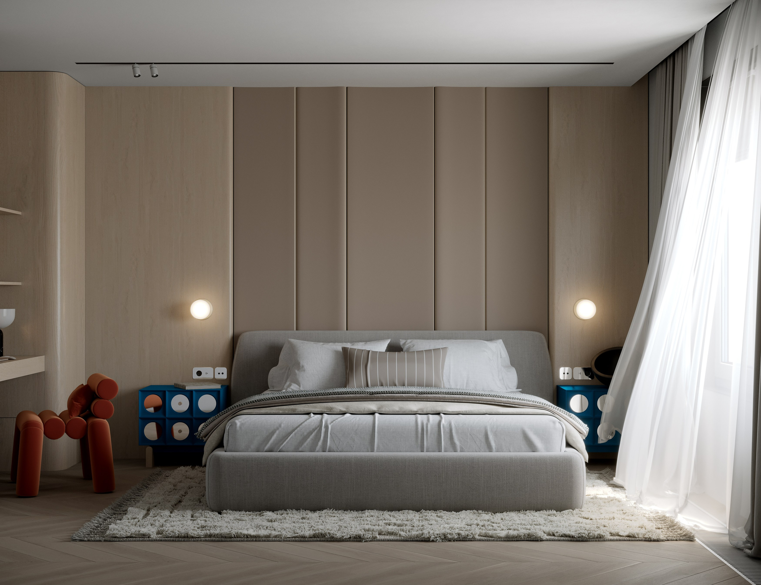 Спальня в мос. области, 2024. 3D визуализация интерьера и архитектурной среды