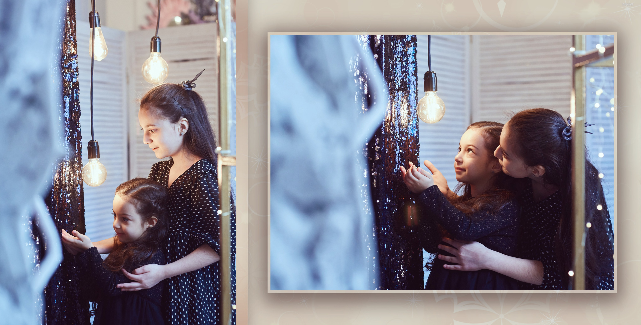 Трое красивых деток в стильном новогоднем интерьере. Фотохудожник Наталия Кирсанова