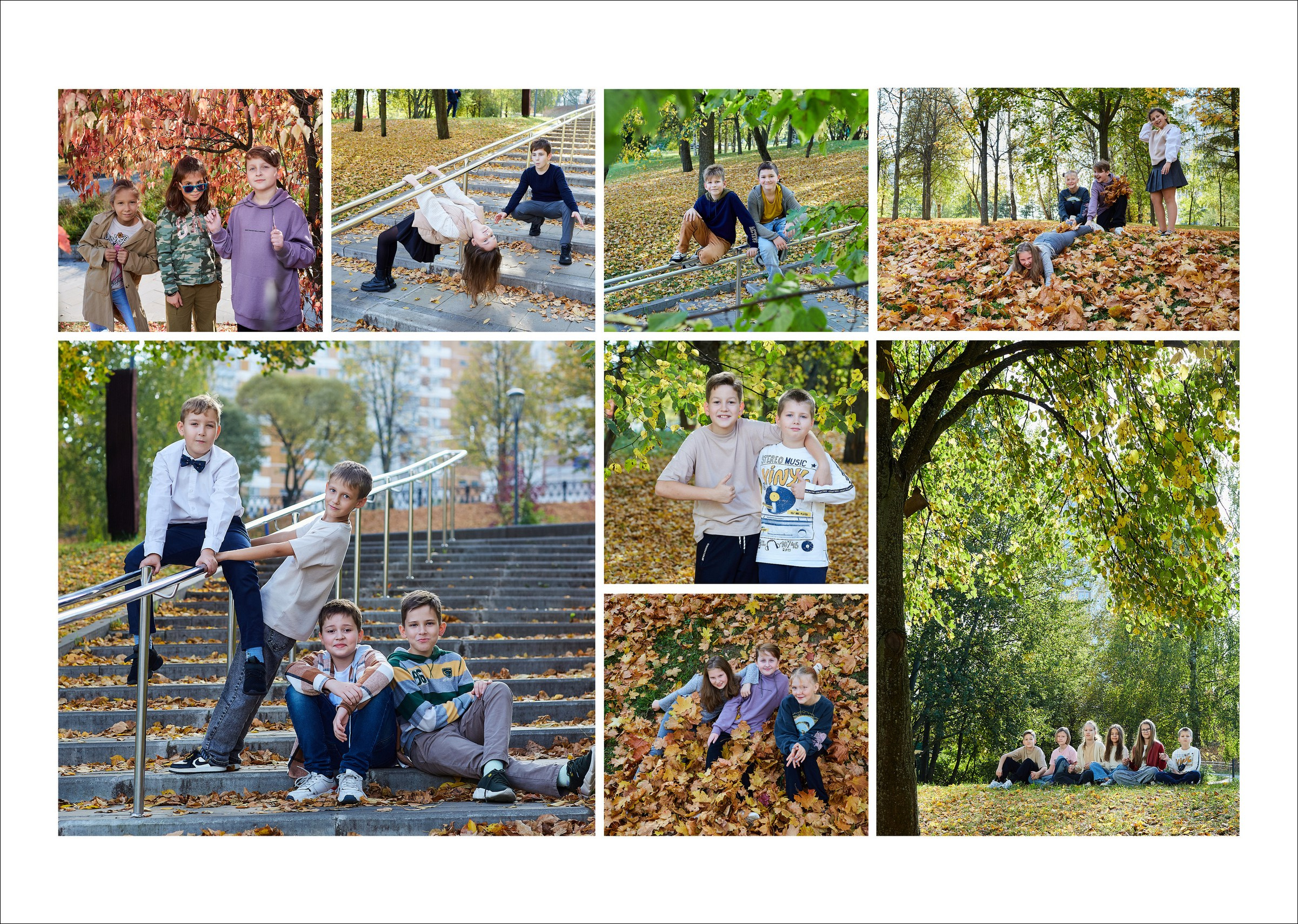 Выпускной альбом для 4 класса с осенней съемкой на улице. Школьный фотограф Сергей Беликов