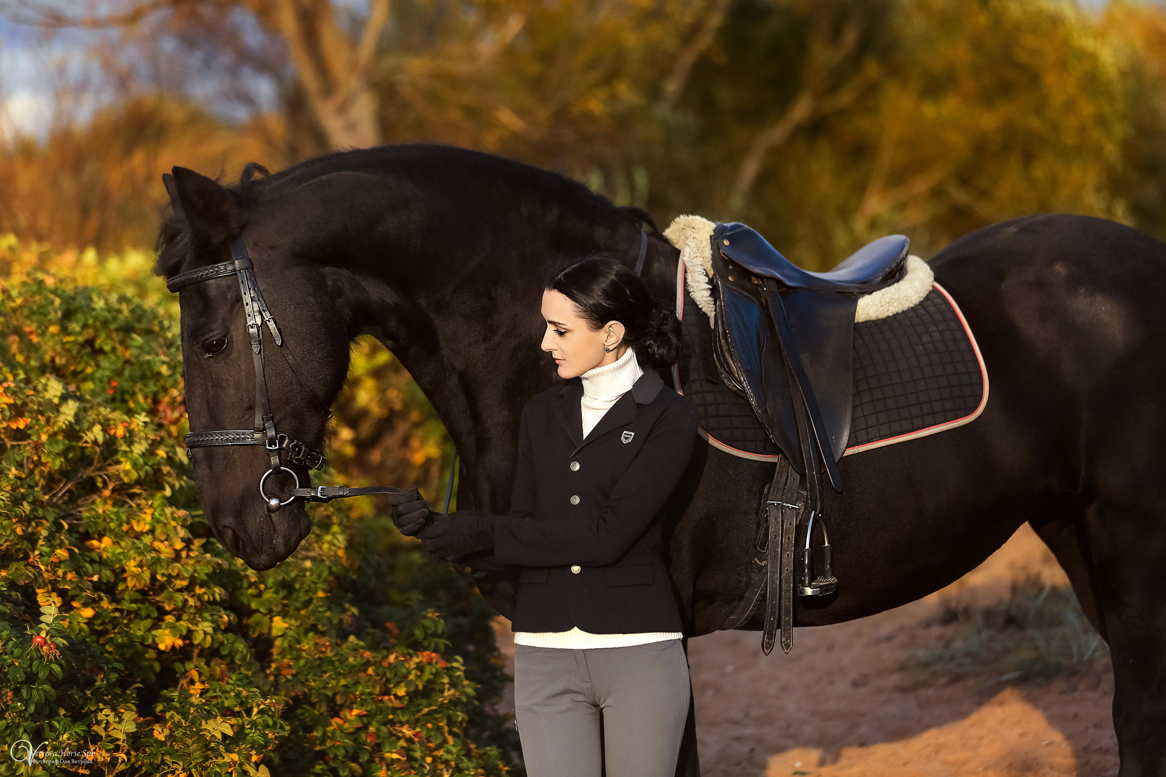 Осенняя съемка с лошадью В СПБ. Фотограф женский и мужской портрет Санкт-Петербург
