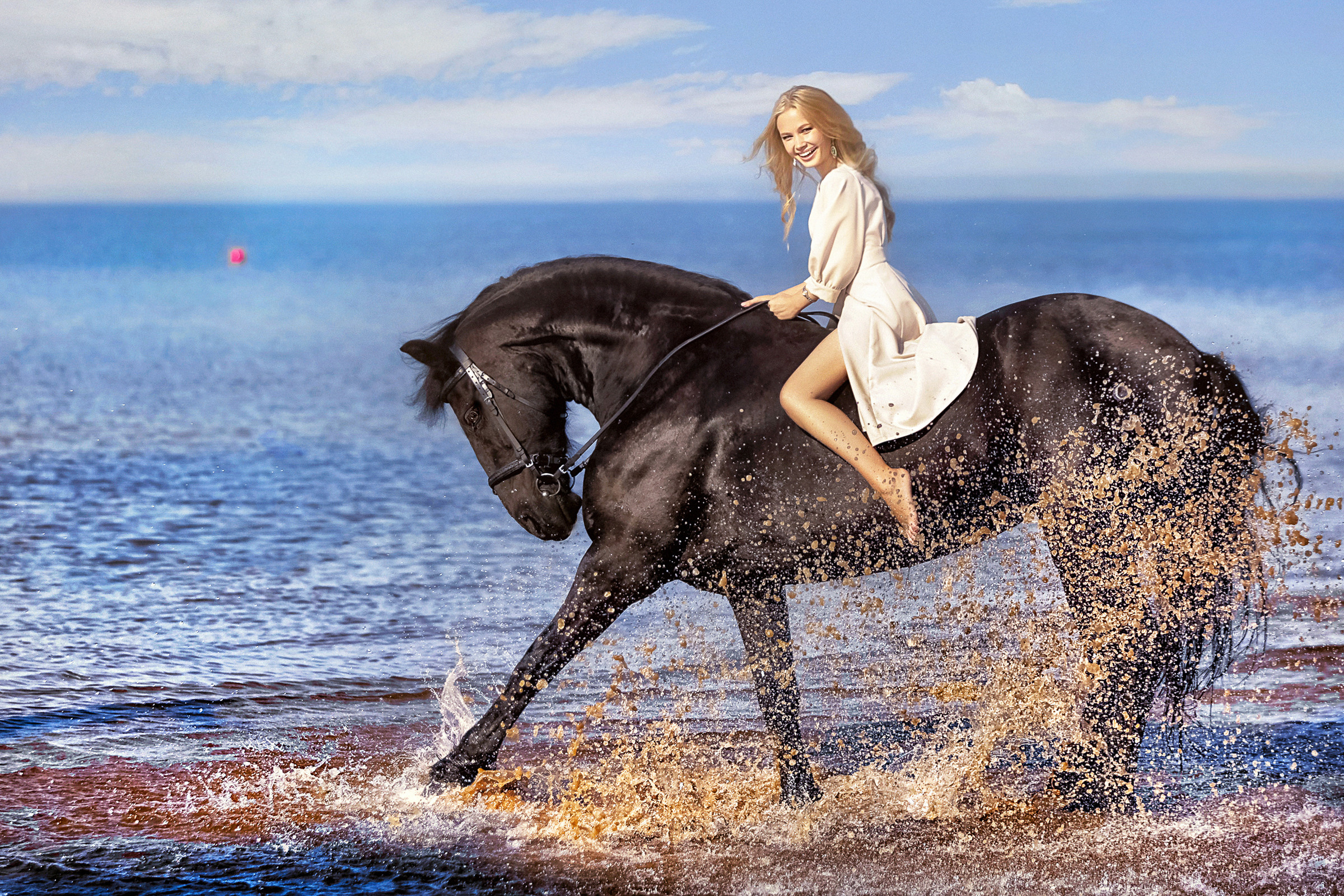 Фотосессия с вороным конем в СПб. Фотограф женский и мужской портрет Санкт-Петербург