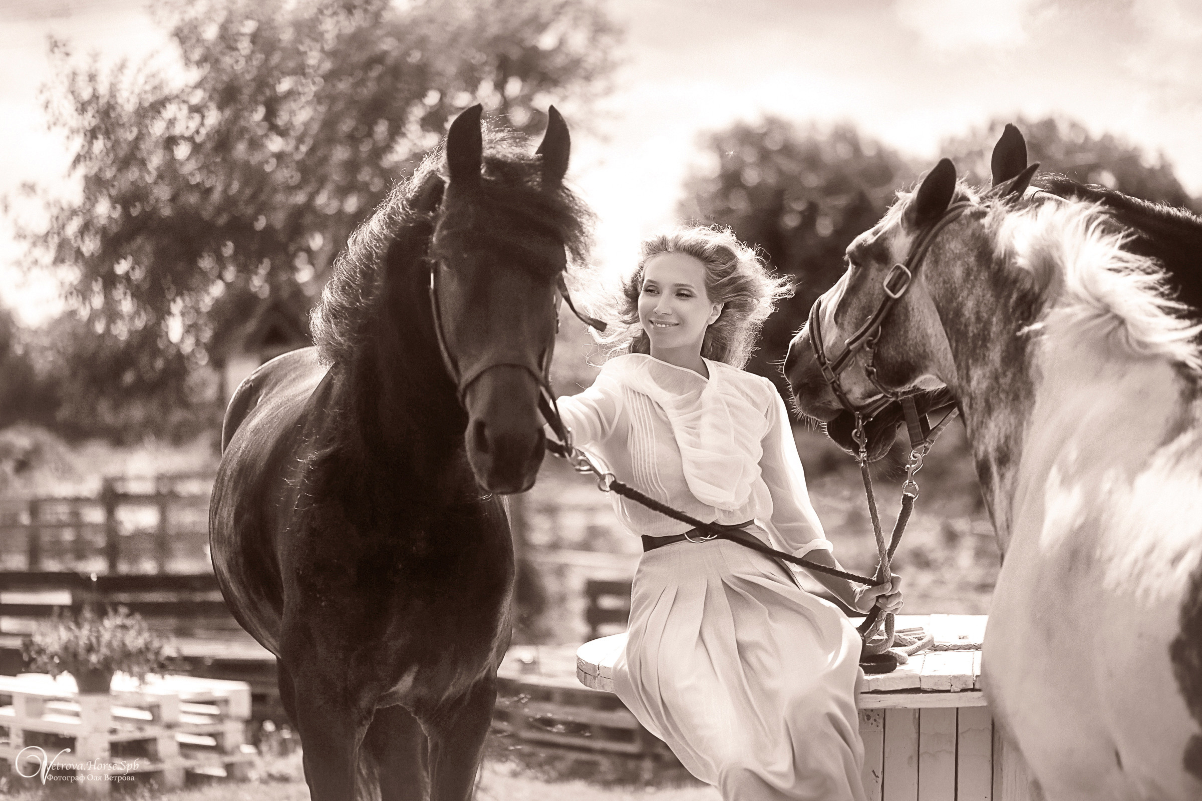 Фотосессия девушка и табун лошадей. Фотограф женский и мужской портрет Санкт-Петербург