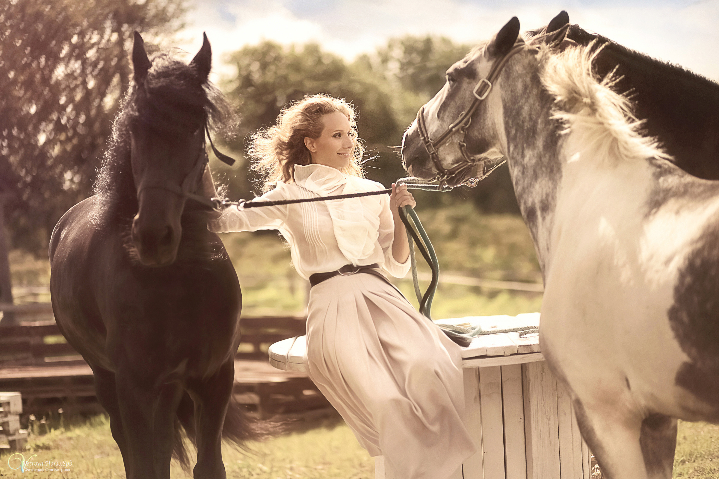 Фотосессия девушка и табун лошадей. Фотограф женский и мужской портрет Санкт-Петербург