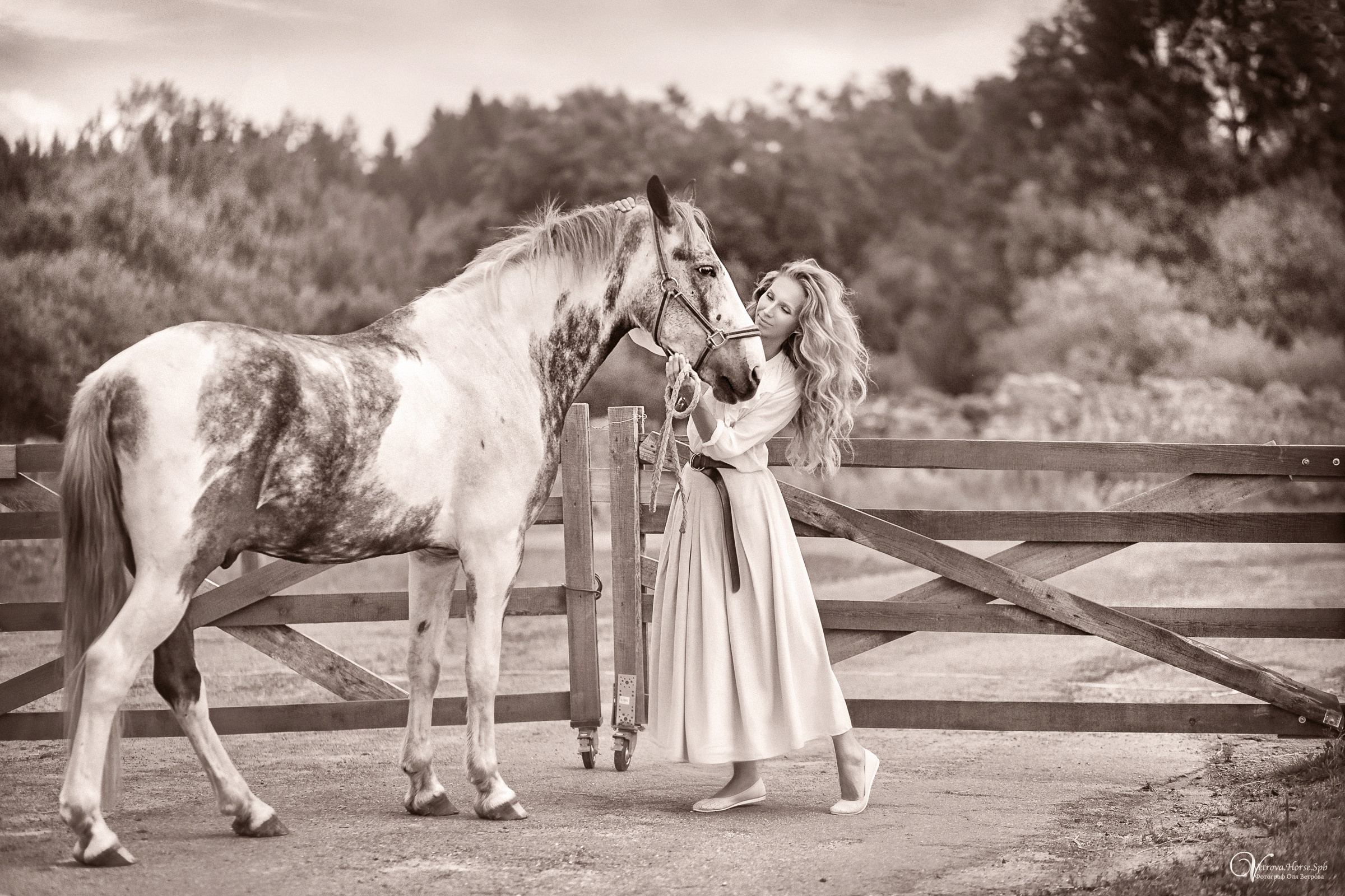 Фотосессия с пегим конем. Фотограф женский и мужской портрет Санкт-Петербург