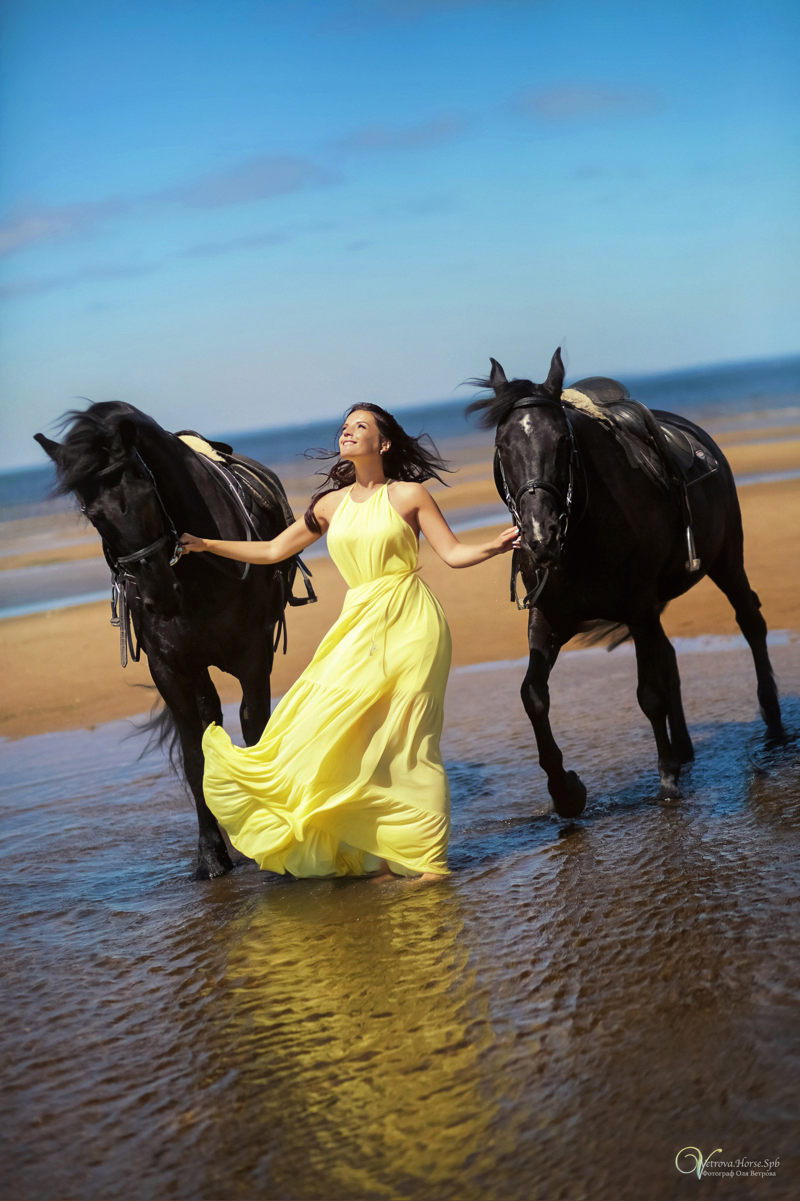 Фотосессия  с двумя конями в Санкт-Петербурге. Фотограф женский и мужской портрет Санкт-Петербург