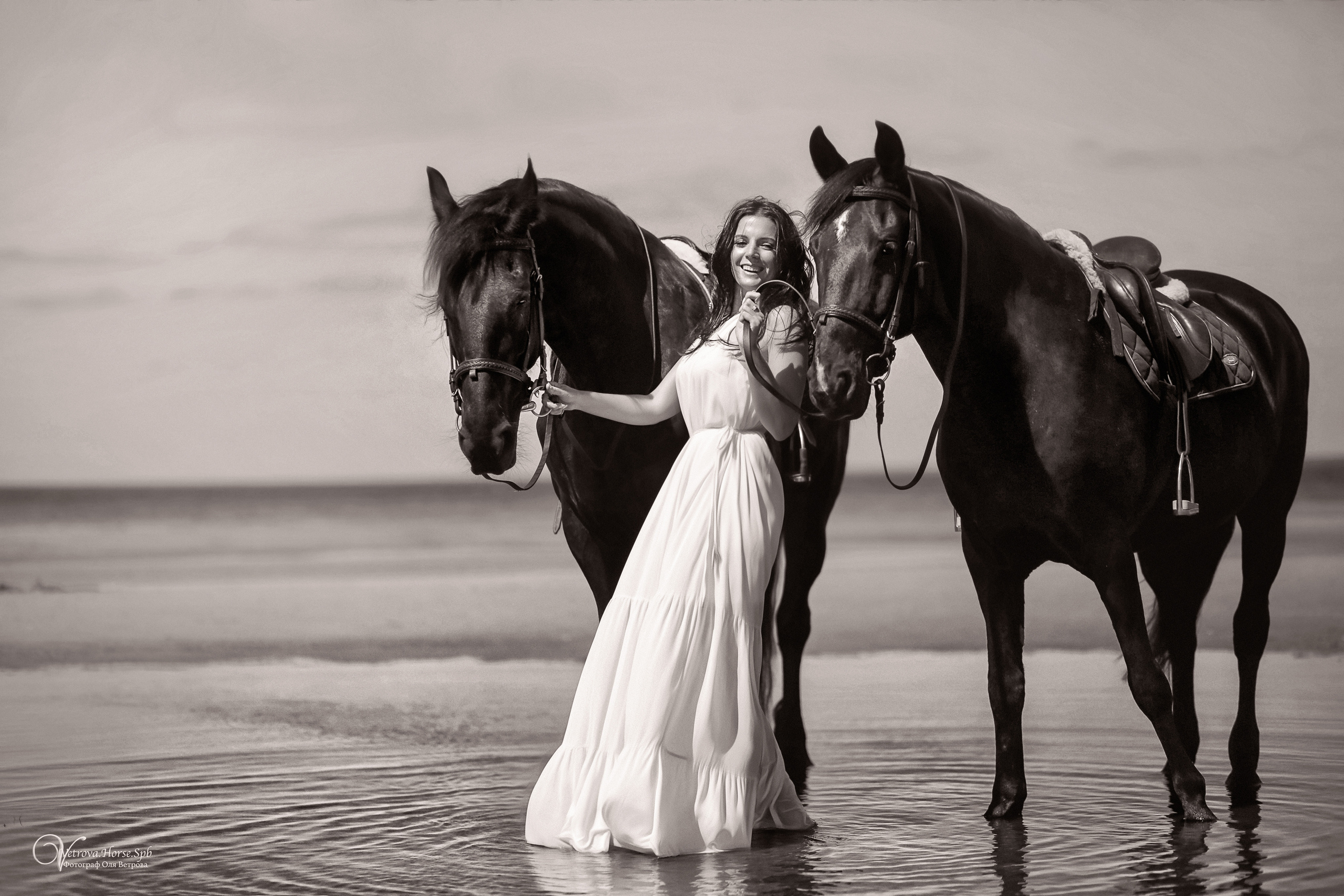 Фотосессия  с двумя конями в Санкт-Петербурге. Фотограф женский и мужской портрет Санкт-Петербург