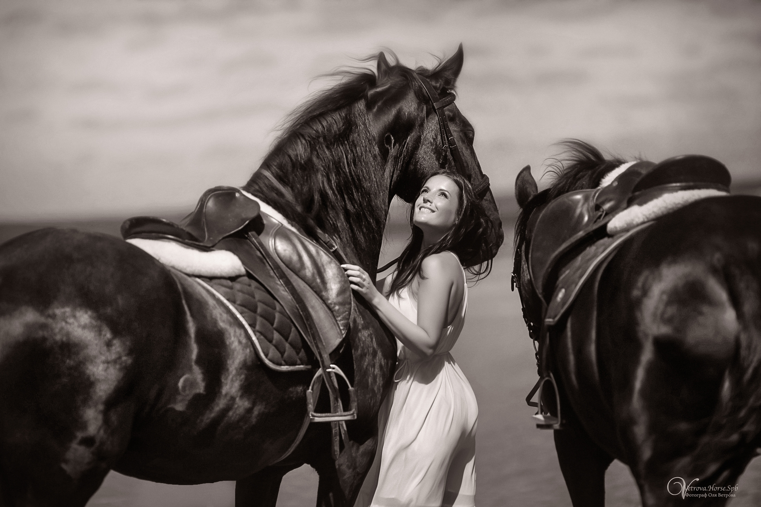 Фотосессия  с двумя конями в Санкт-Петербурге. Фотограф женский и мужской портрет Санкт-Петербург