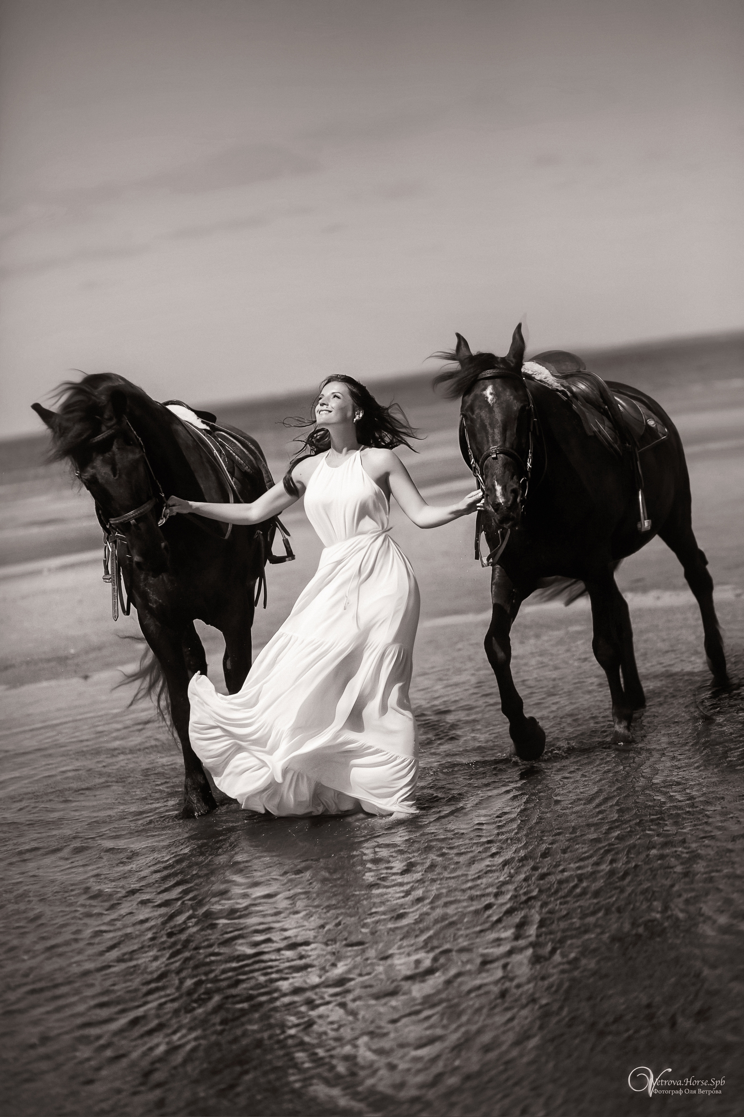 Фотосессия  с двумя конями в Санкт-Петербурге. Фотограф женский и мужской портрет Санкт-Петербург