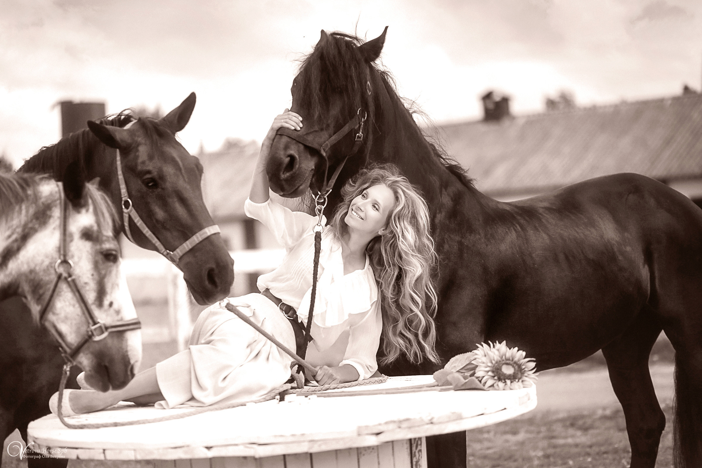 Фотосессия девушка и табун лошадей. Фотограф женский и мужской портрет Санкт-Петербург