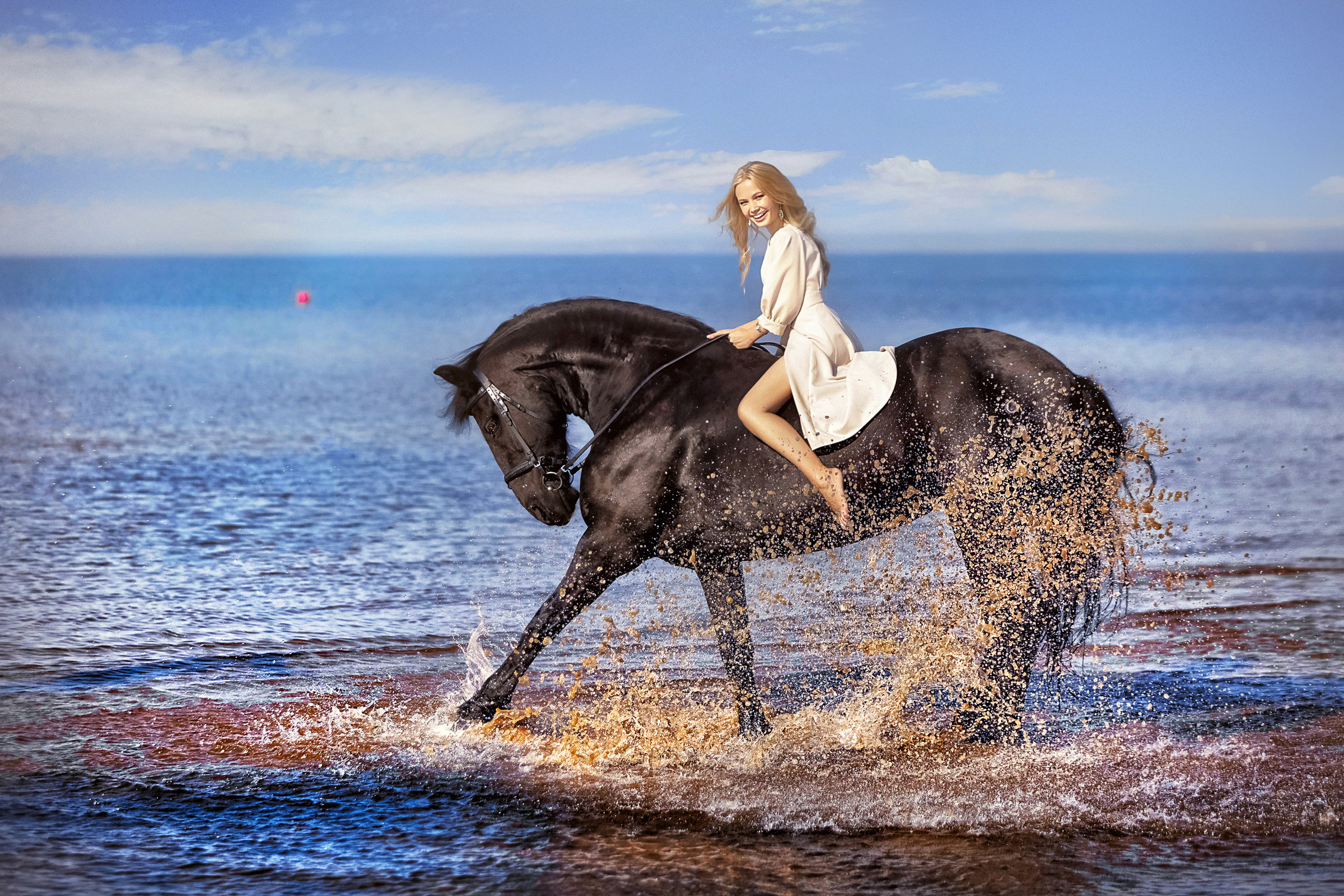 Фотосессия с вороным конем в СПб. Фотограф женский и мужской портрет Санкт-Петербург
