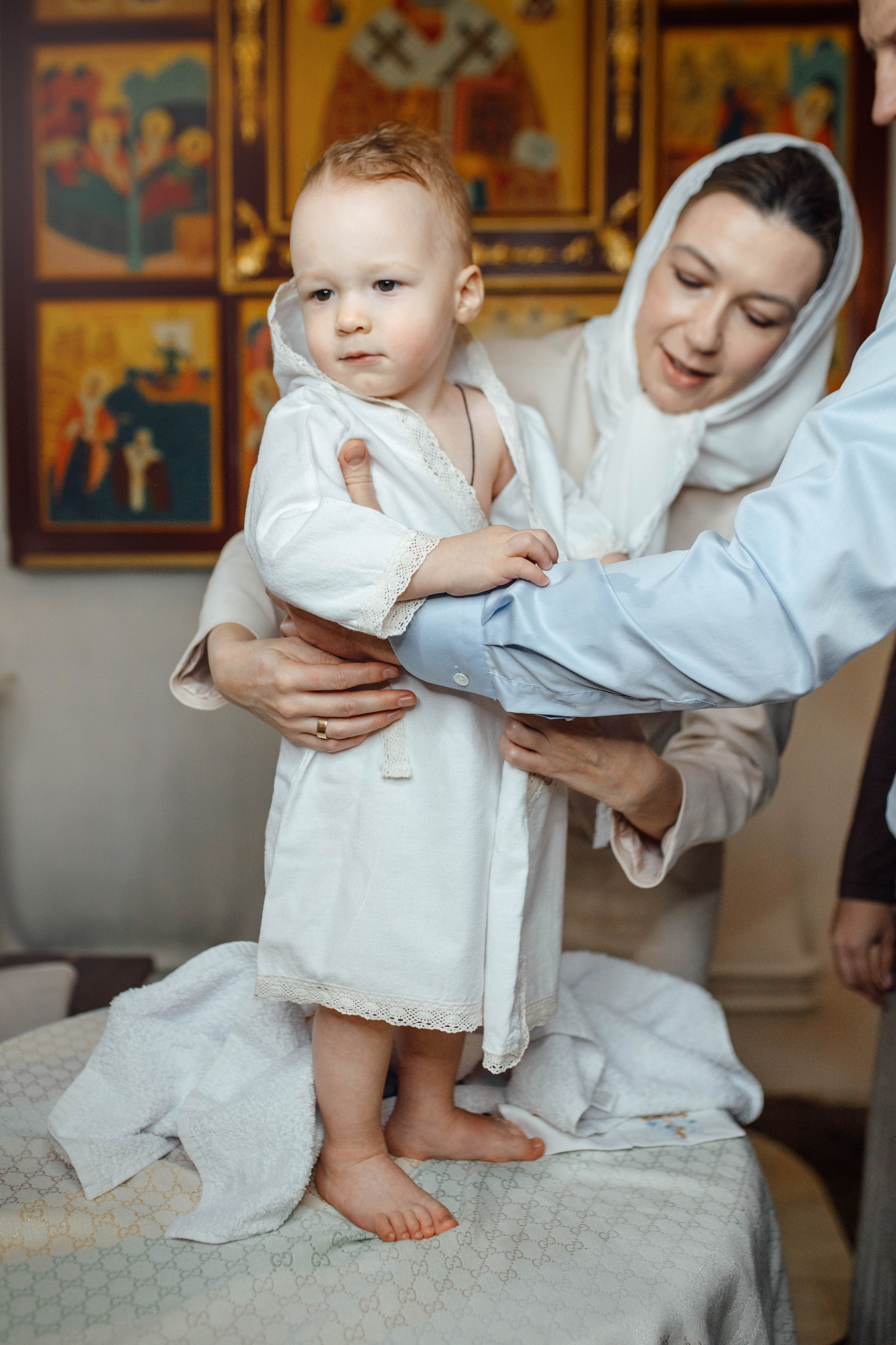 Таинство крещения Льва, храм Вознесения Господня, Ждановичи, февраль 2025