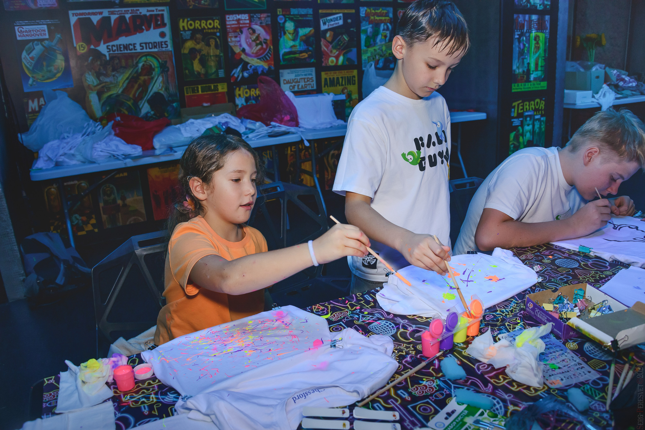 Роспись футболок мастер-класс, Детский день рождения, Лазертаг-клуб «Sтанция 2025». Ваш фотограф на праздник в Москве, Раменском, Жуковском, Люберцах