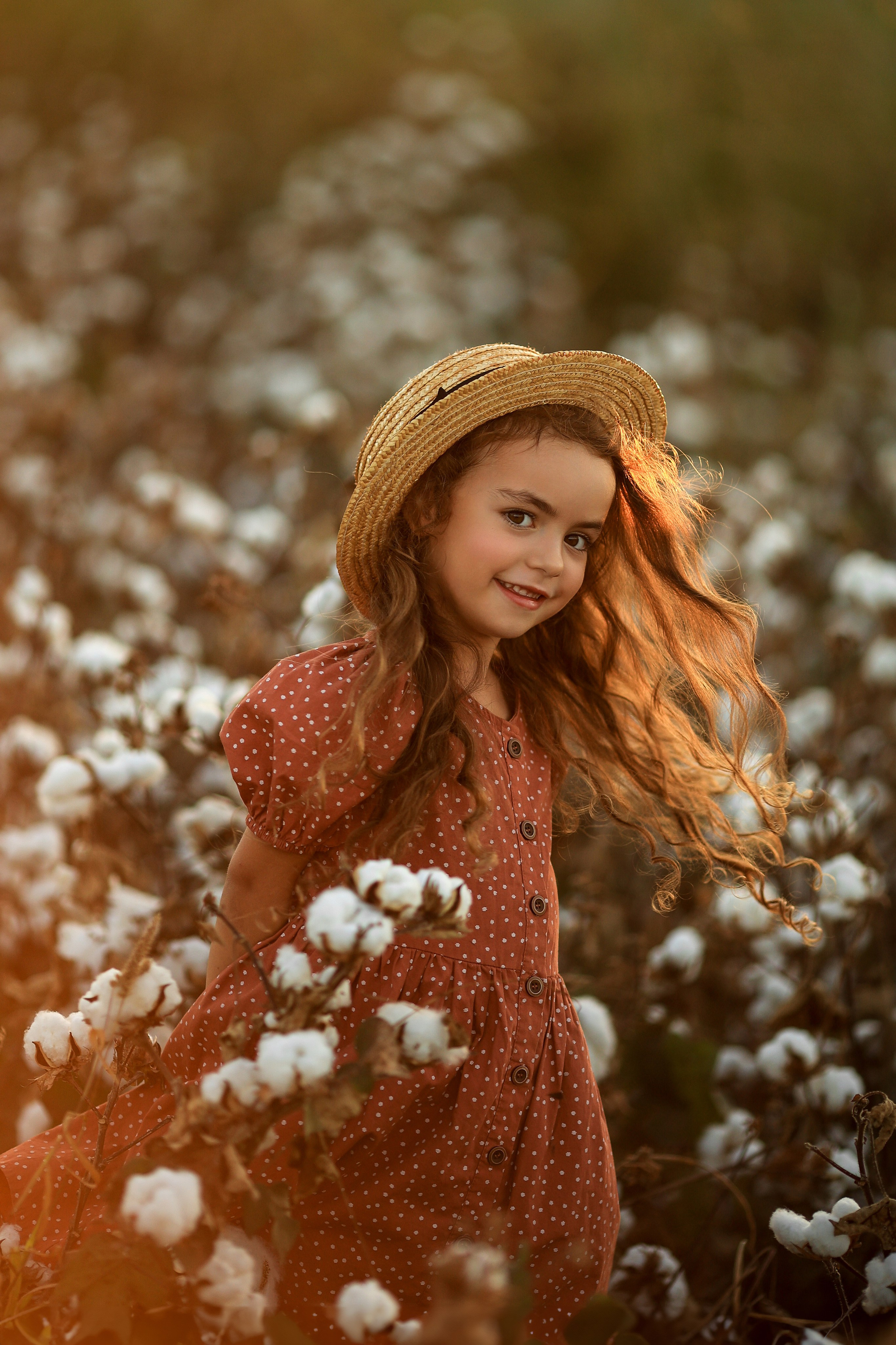 Photoshooting on cotton field