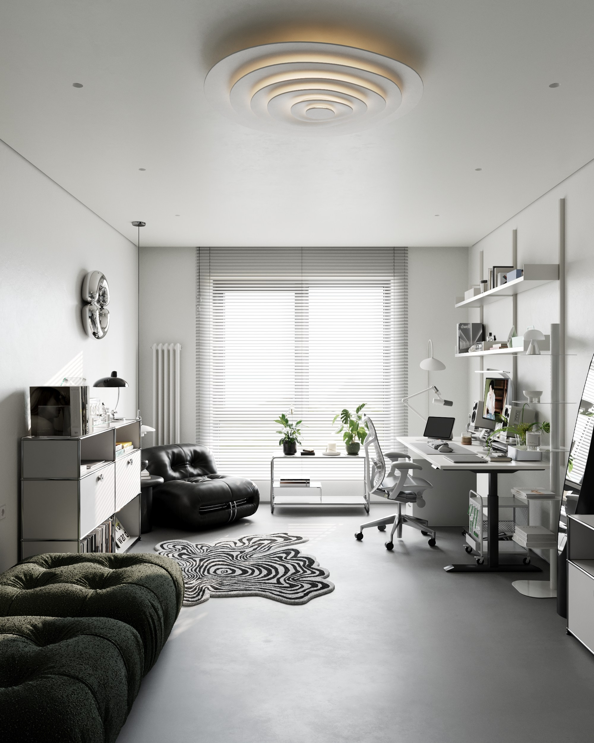 WHITE HOME OFFICE. 3D визуализация интерьера eugene7even