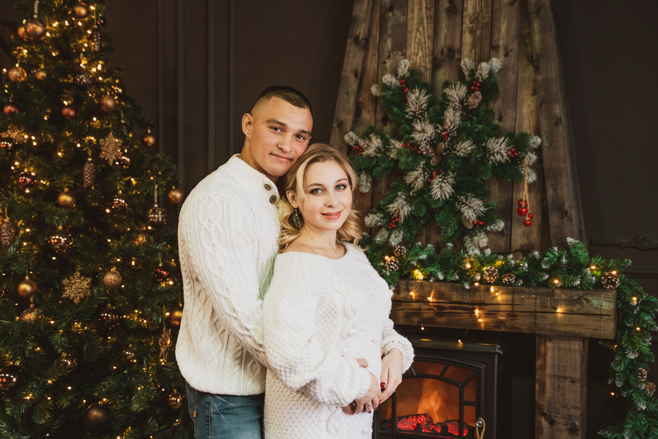 Новогодняя фотосессия беременности в студии. Анна и Кирилл. Свадебный и репортажный фотограф в Уфе| Осетрова Ольга