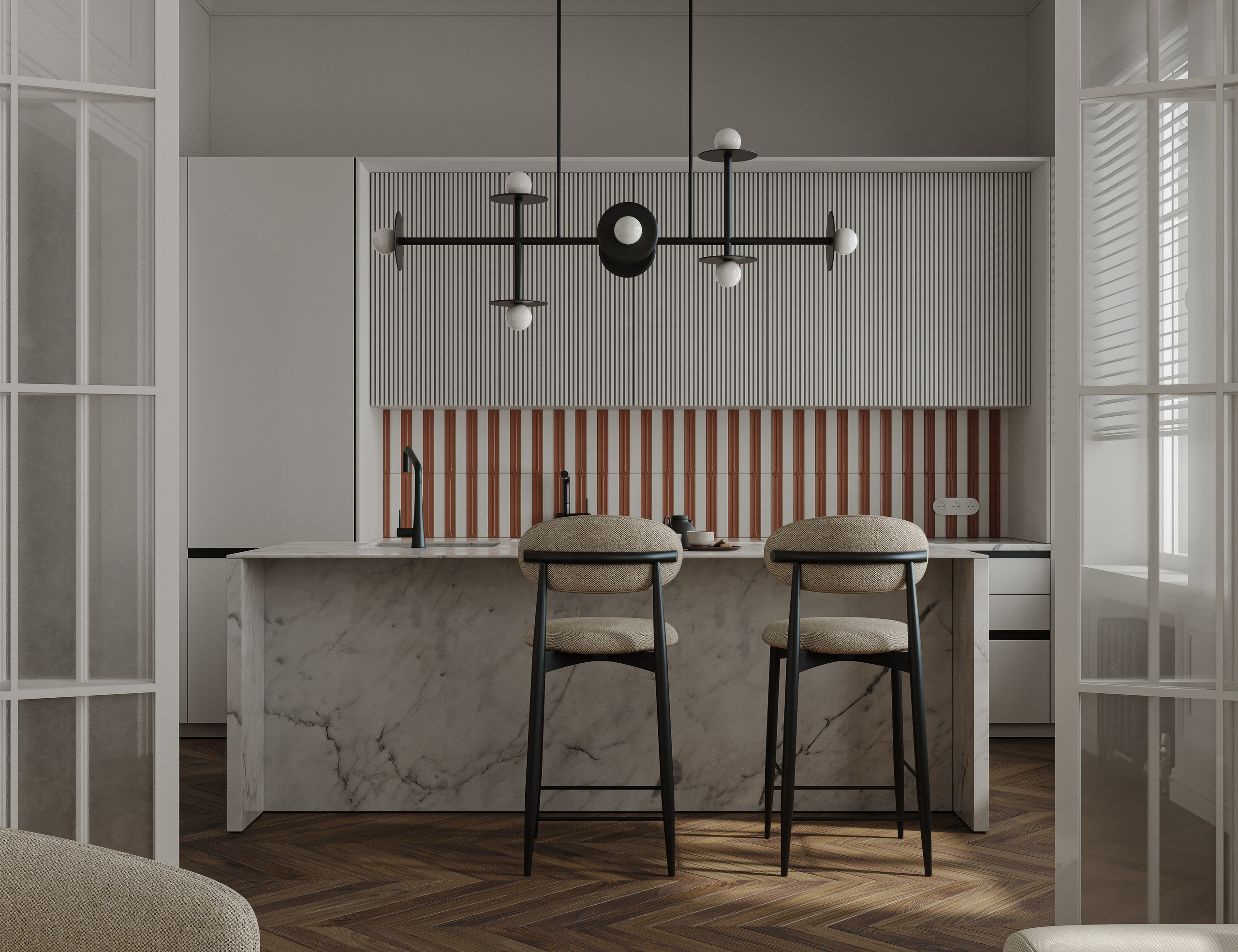 Апартаменты в Санкт-Петербурге, 2025. 3D визуализация интерьера и архитектурной среды