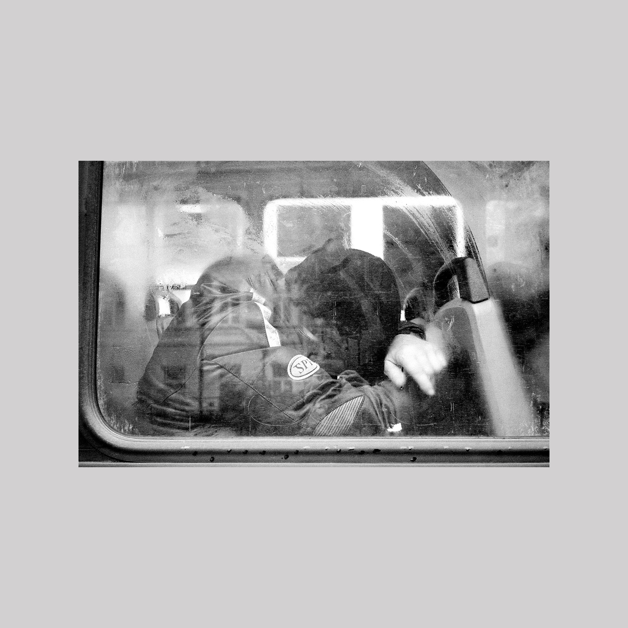 Boy sleeping in a bus (St Petersburg)