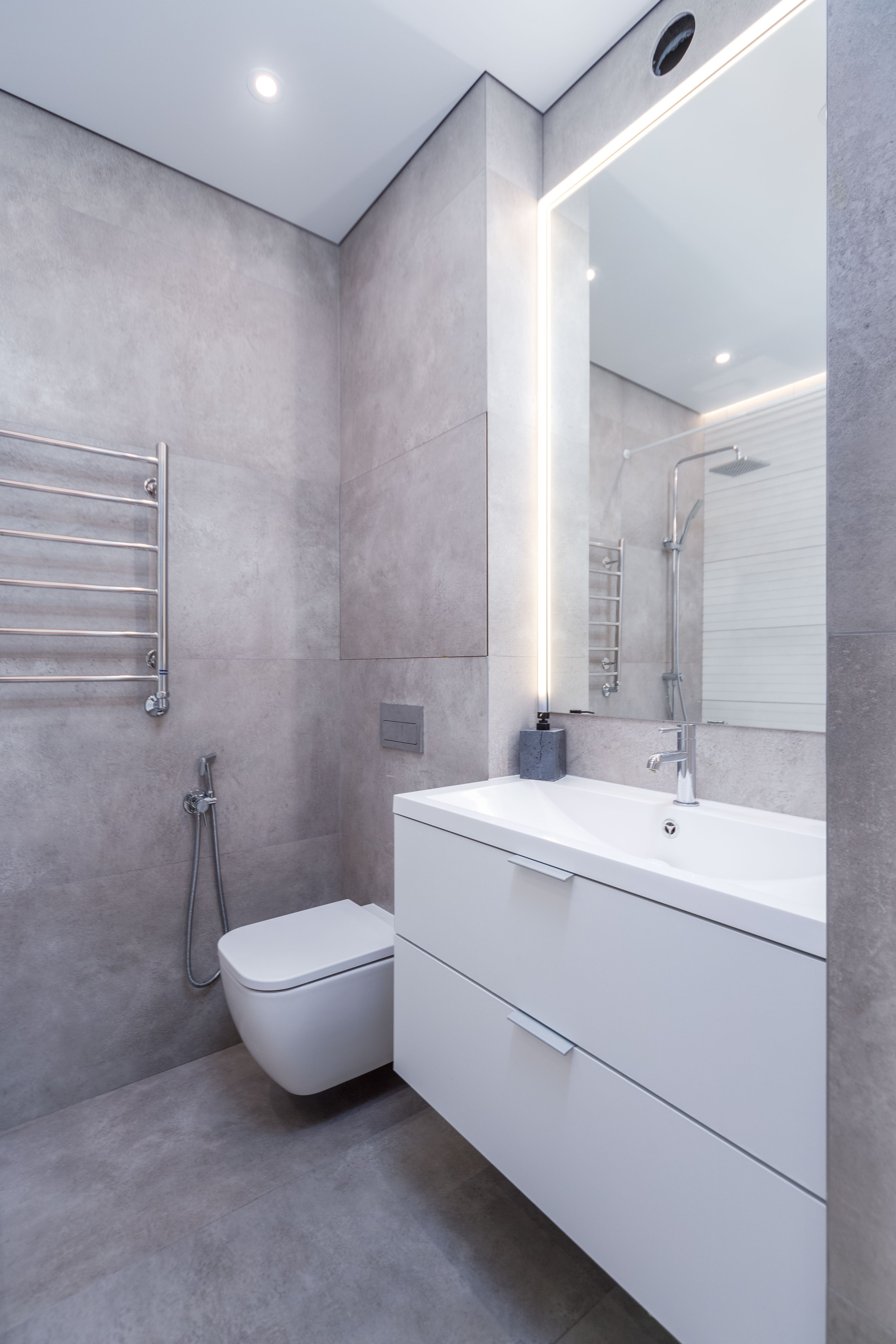 Фото интерьера санузла в двухкомнатной квартире в ЖК Минск Мир