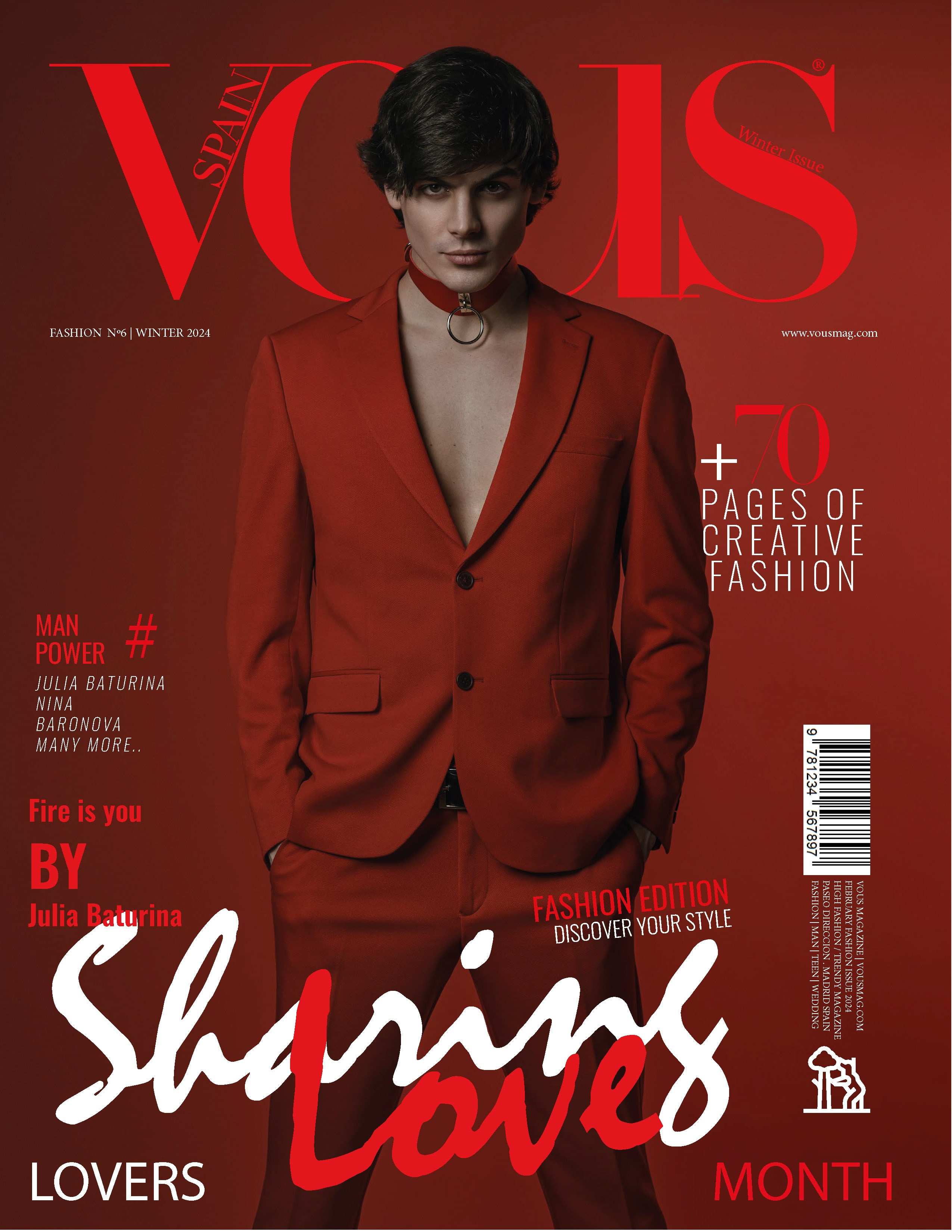 Фотосессия для журнала парень в красном костюме