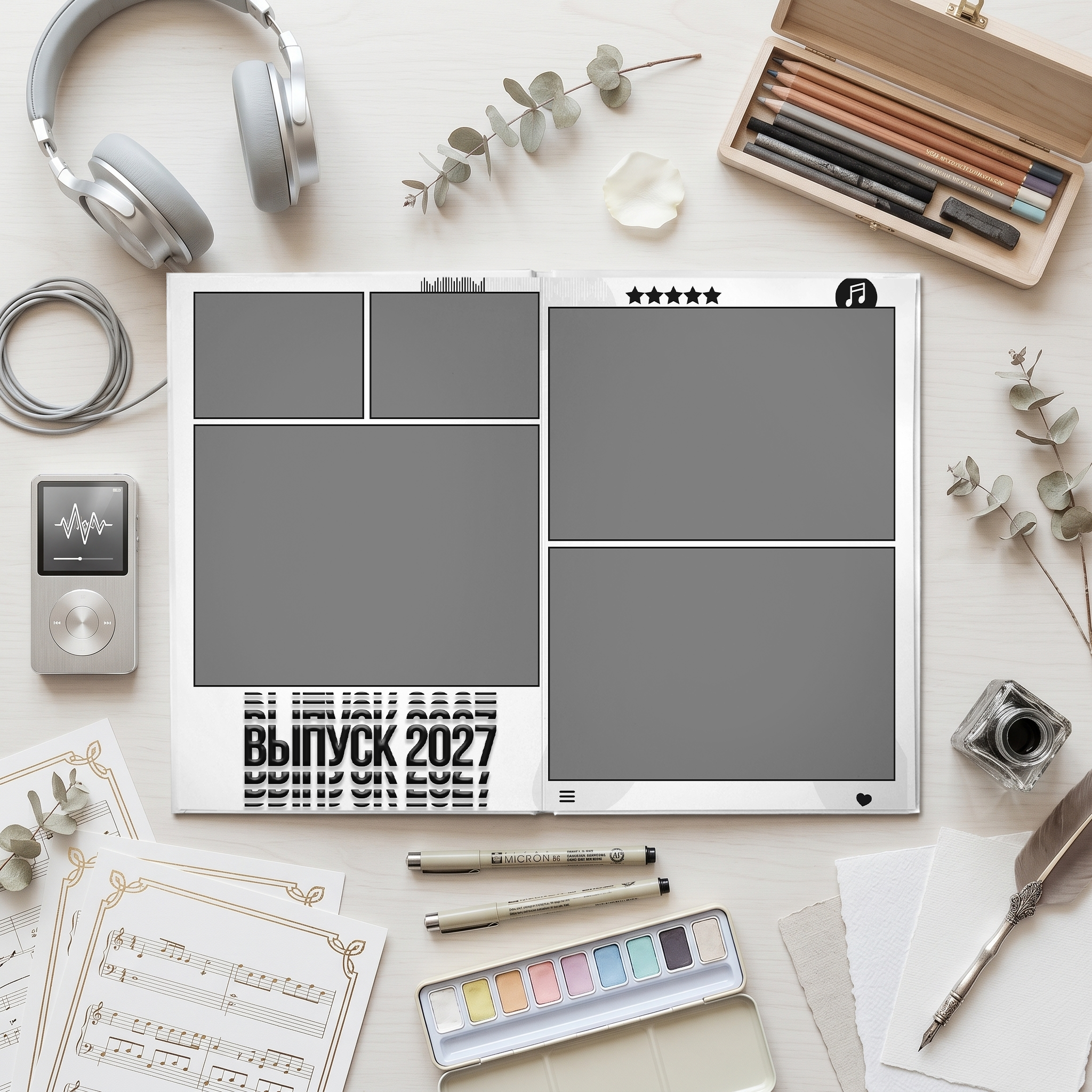 039 Music Player. Дизайны, psd шаблоны школьных и выпускных альбомов и обложек