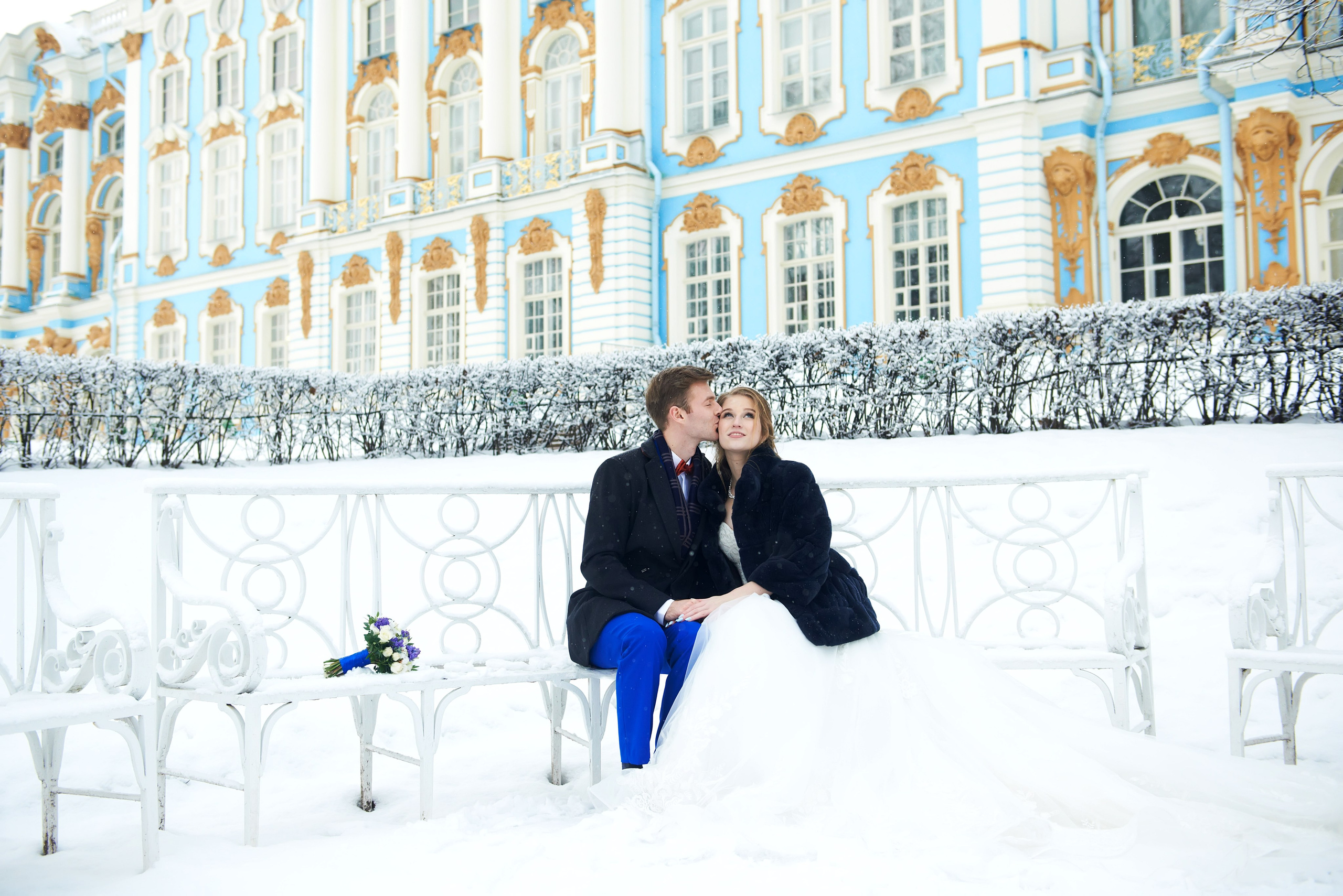 Надежда и Владислав (зимняя свадебная фотосессия в Пушкине в Екатерининском парке). Портретный, семейный и свадебный фотограф в Санкт-Петербурге и в Пушкине Ширяев Денис