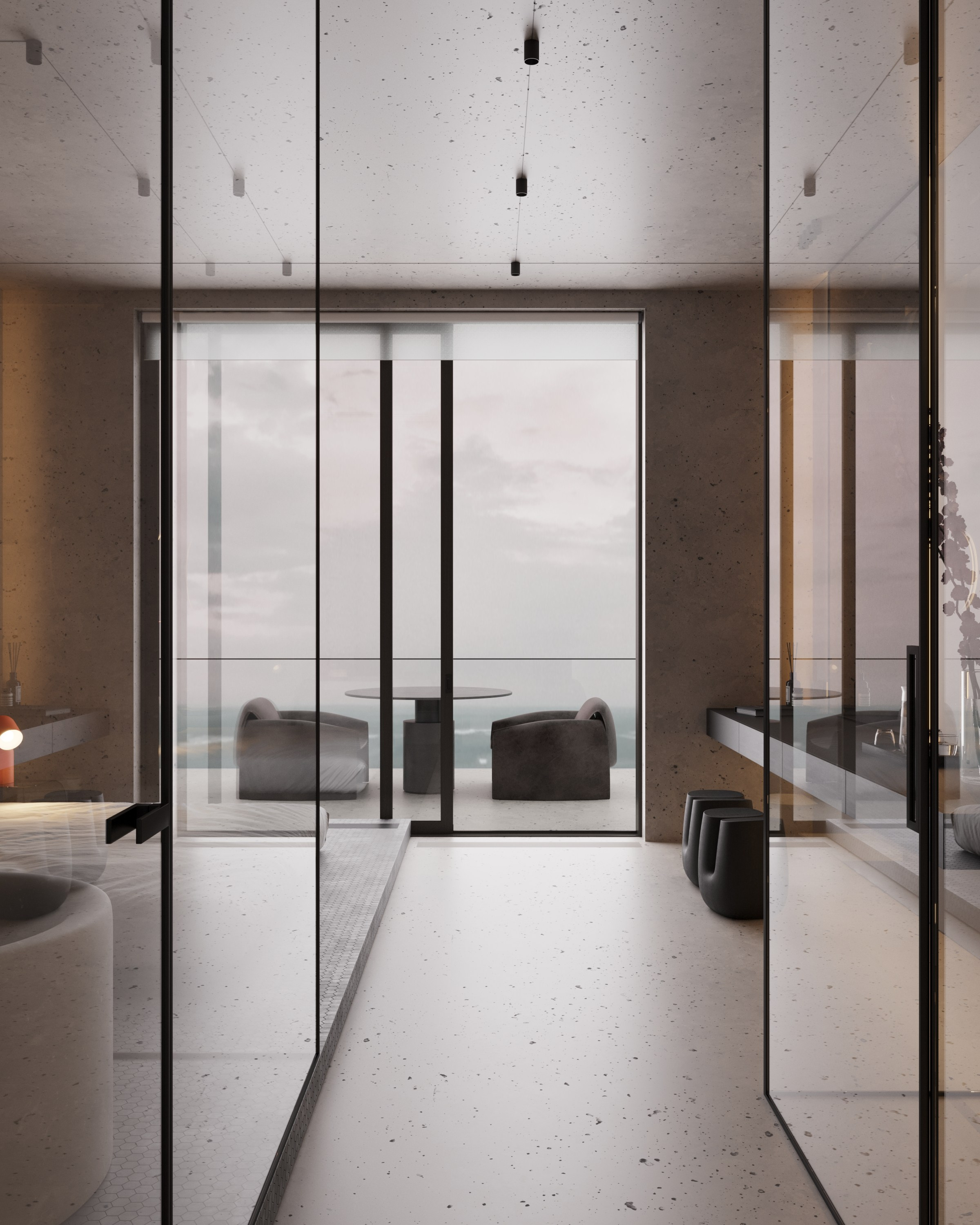 Мастер-спальня с видовым балконом. 3D визуализатор