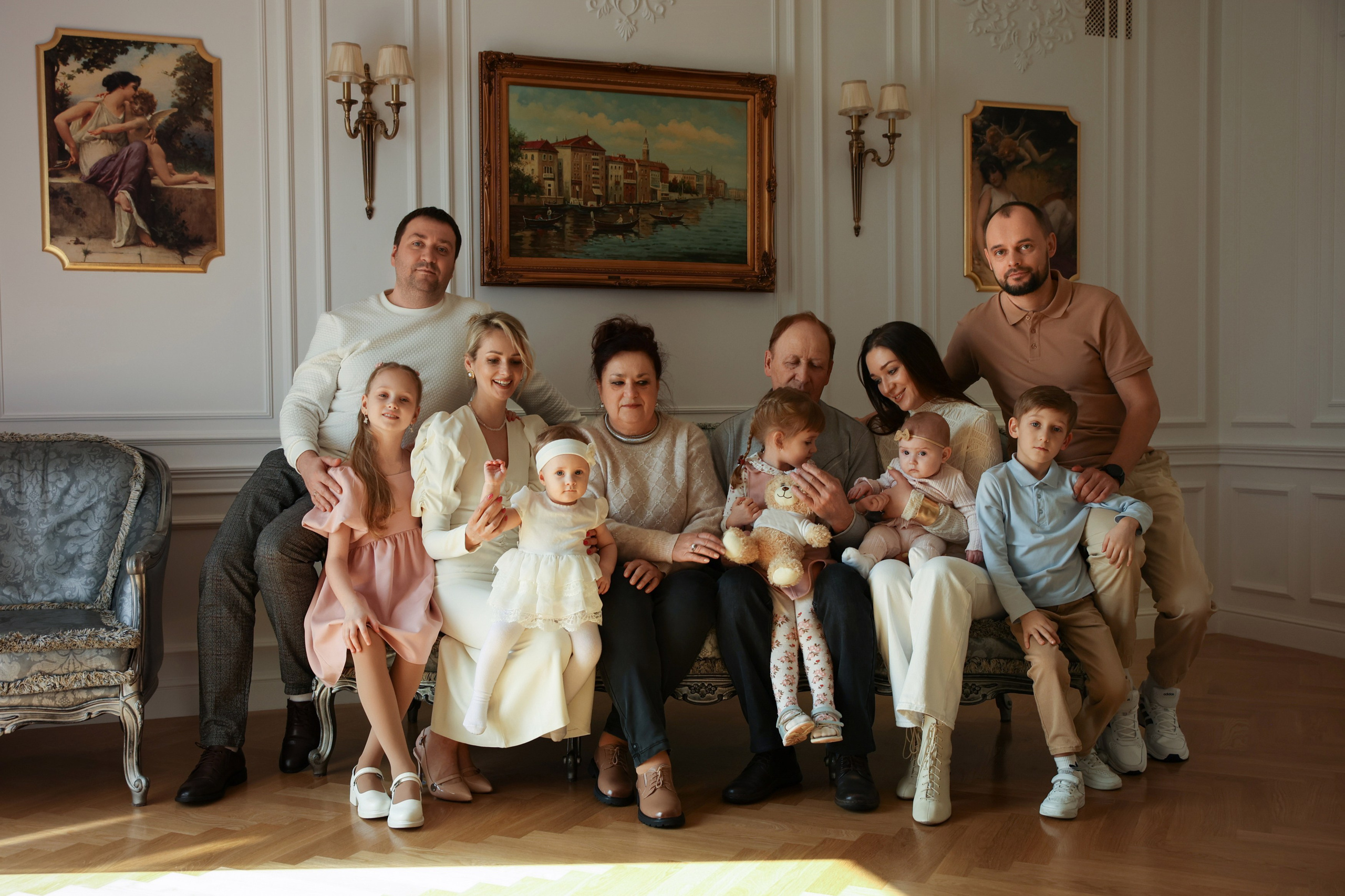 Семейная фотосессия большая семья фотосессия большой семьи фотосессия. Фотограф Владимир Москва