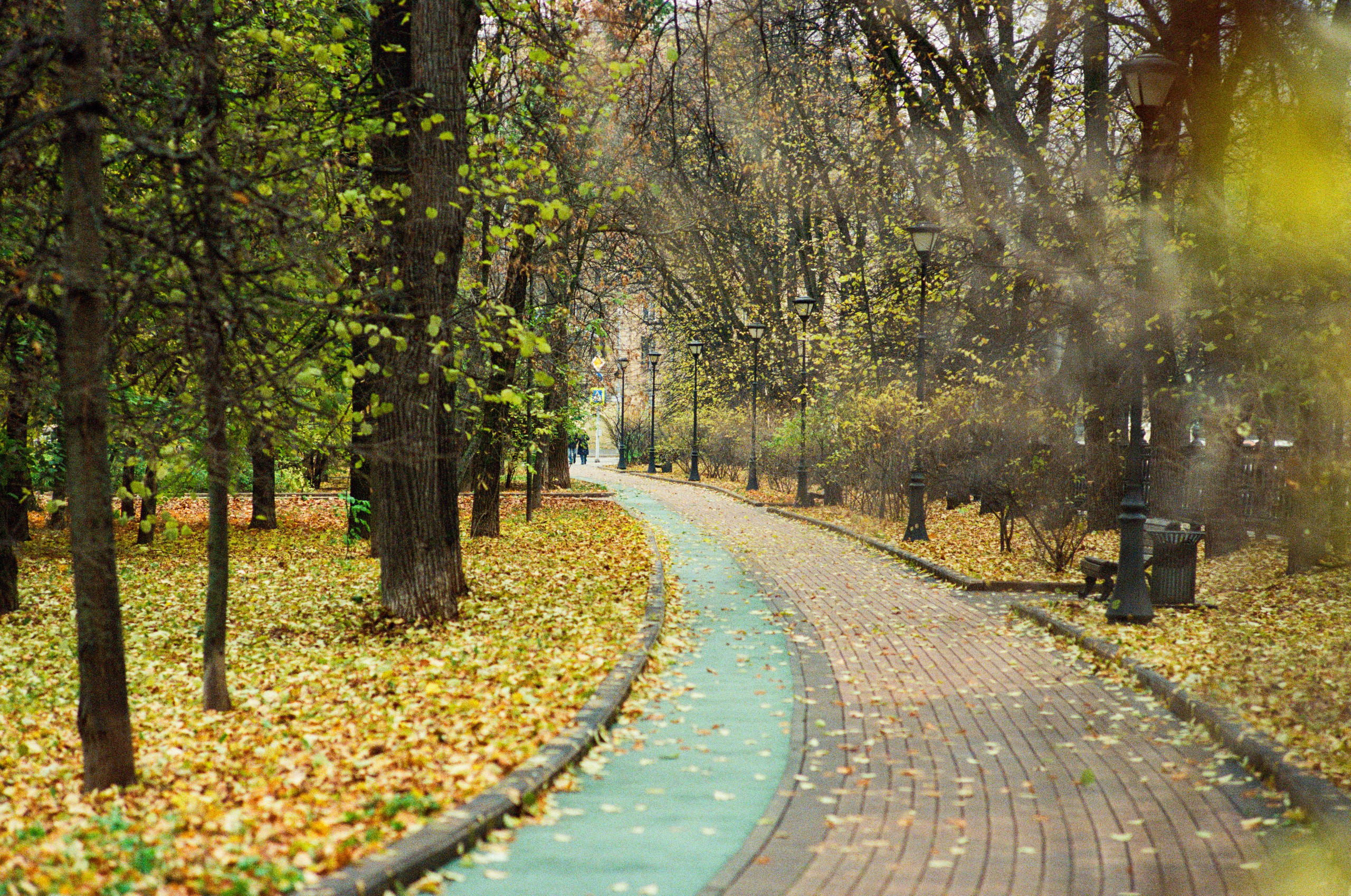 Осенний парк Девичьего поля в Москве
