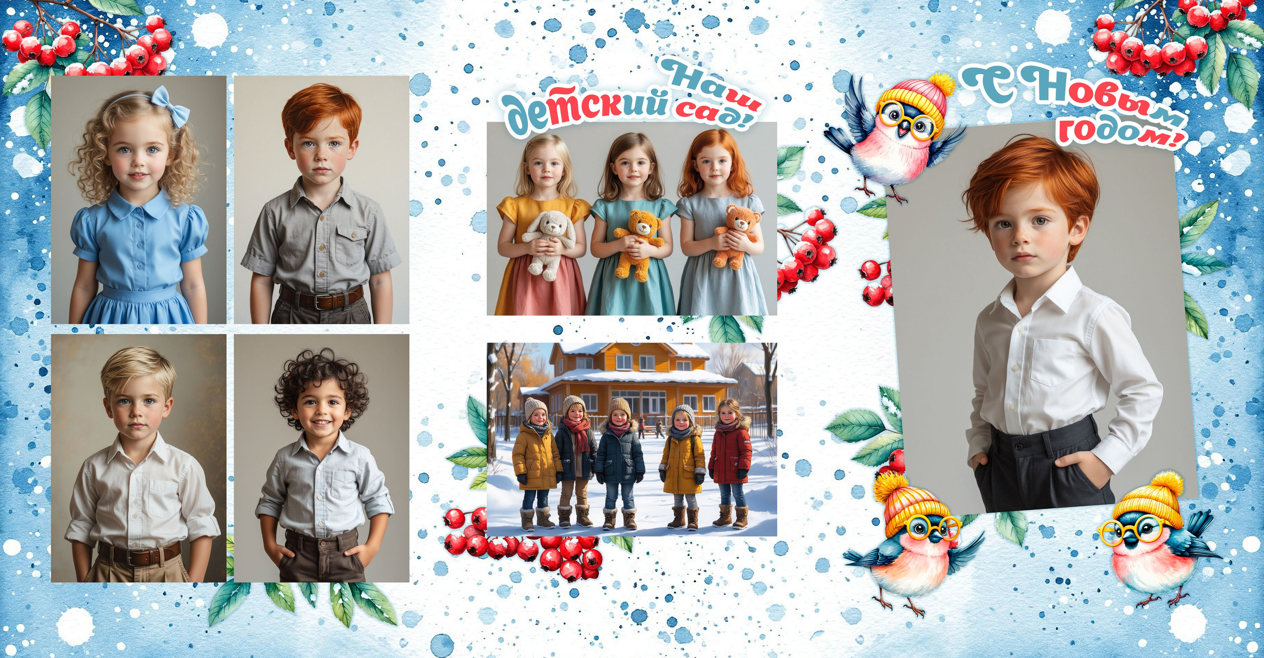 Новогодний альбом для детского сада СНЕГИРИ, трюмо