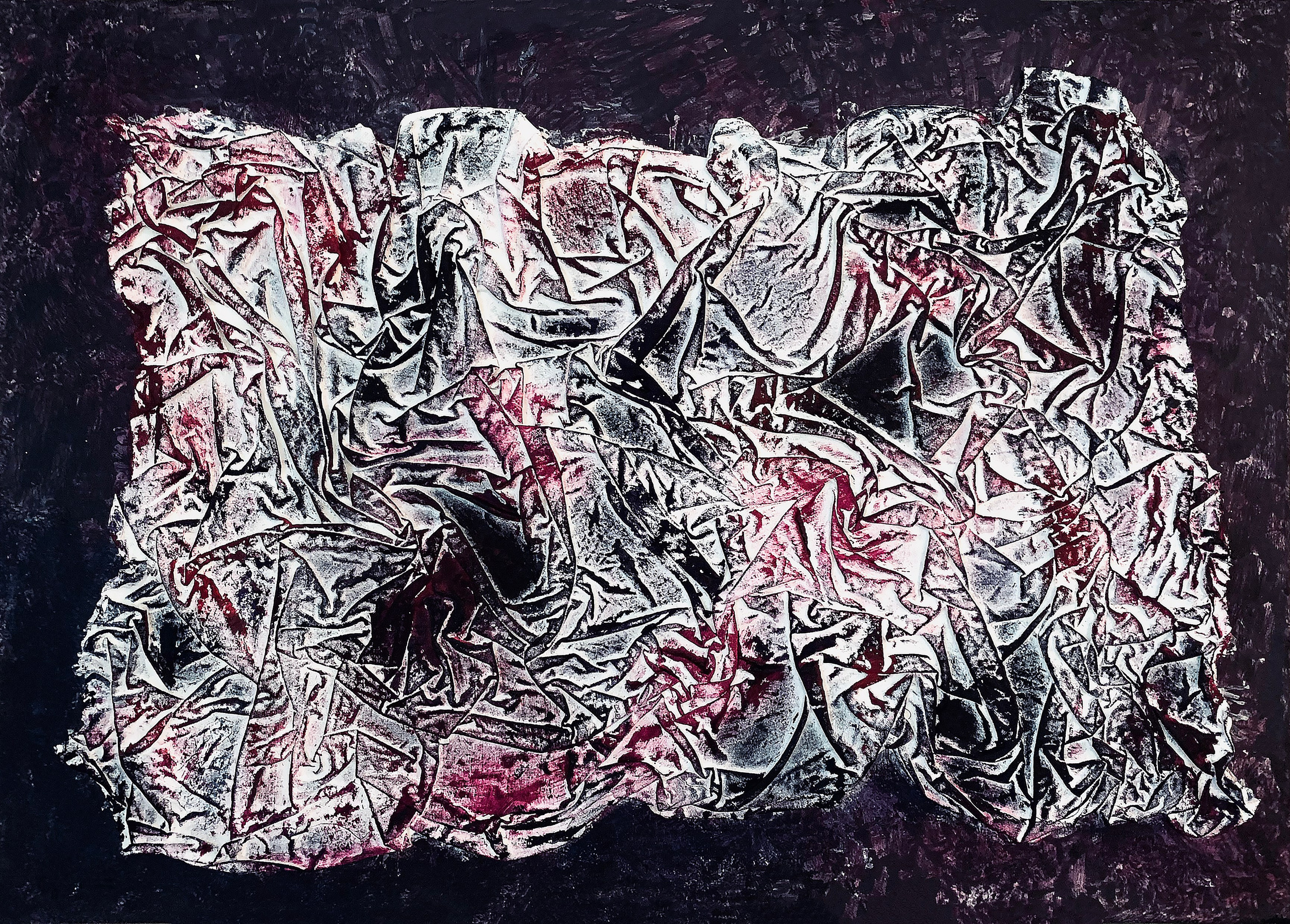 Тонкие материи №2. Холст на подрамнике, акрил, текстурная паста, ткань. 70х50см.  2020 год. 45 000 руб