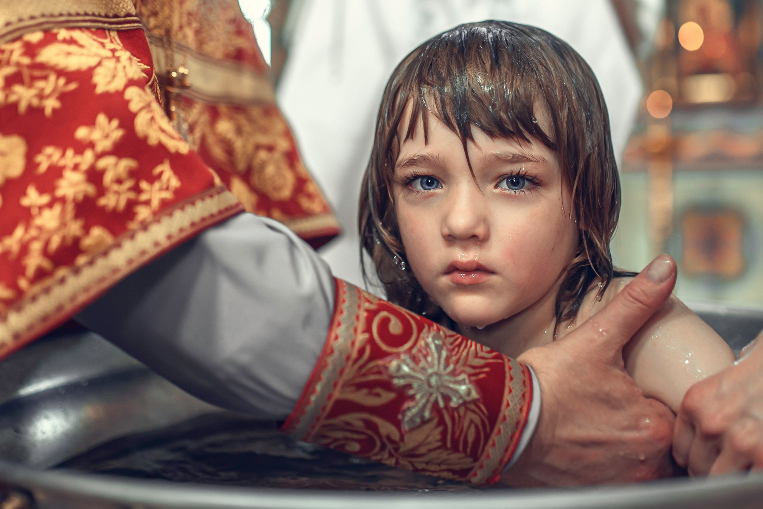 Таинство Крещения. Никодимос, Серафима и Алиса. Фотограф Стеценко Наталия. Одинцово, Москва, Московская область