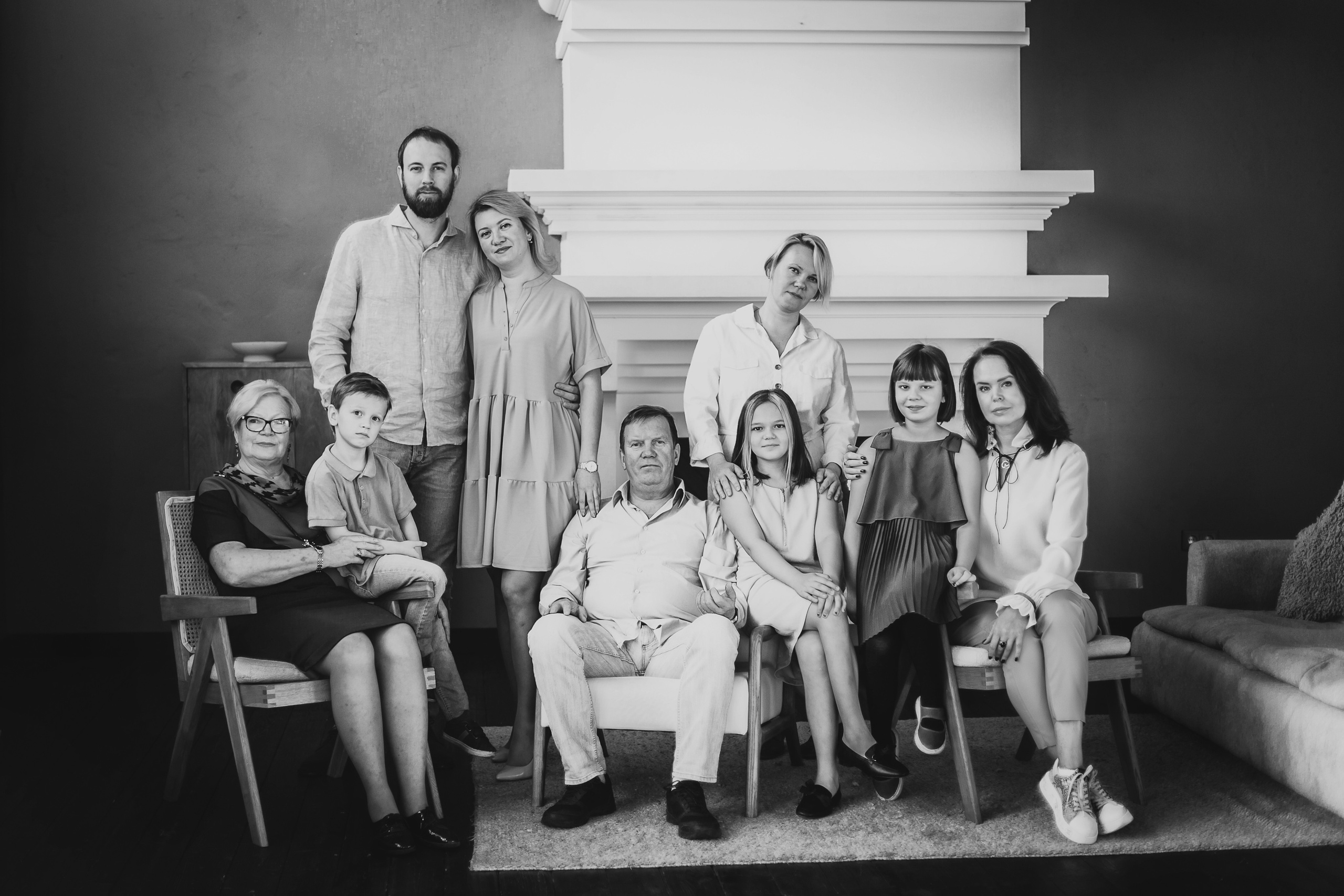 Фотосессия большой семьи в студии Studio 212 и Ботаническом саду. Детский, свадебный и семейный фотограф Юлия Курбатова, Санкт-Петербург