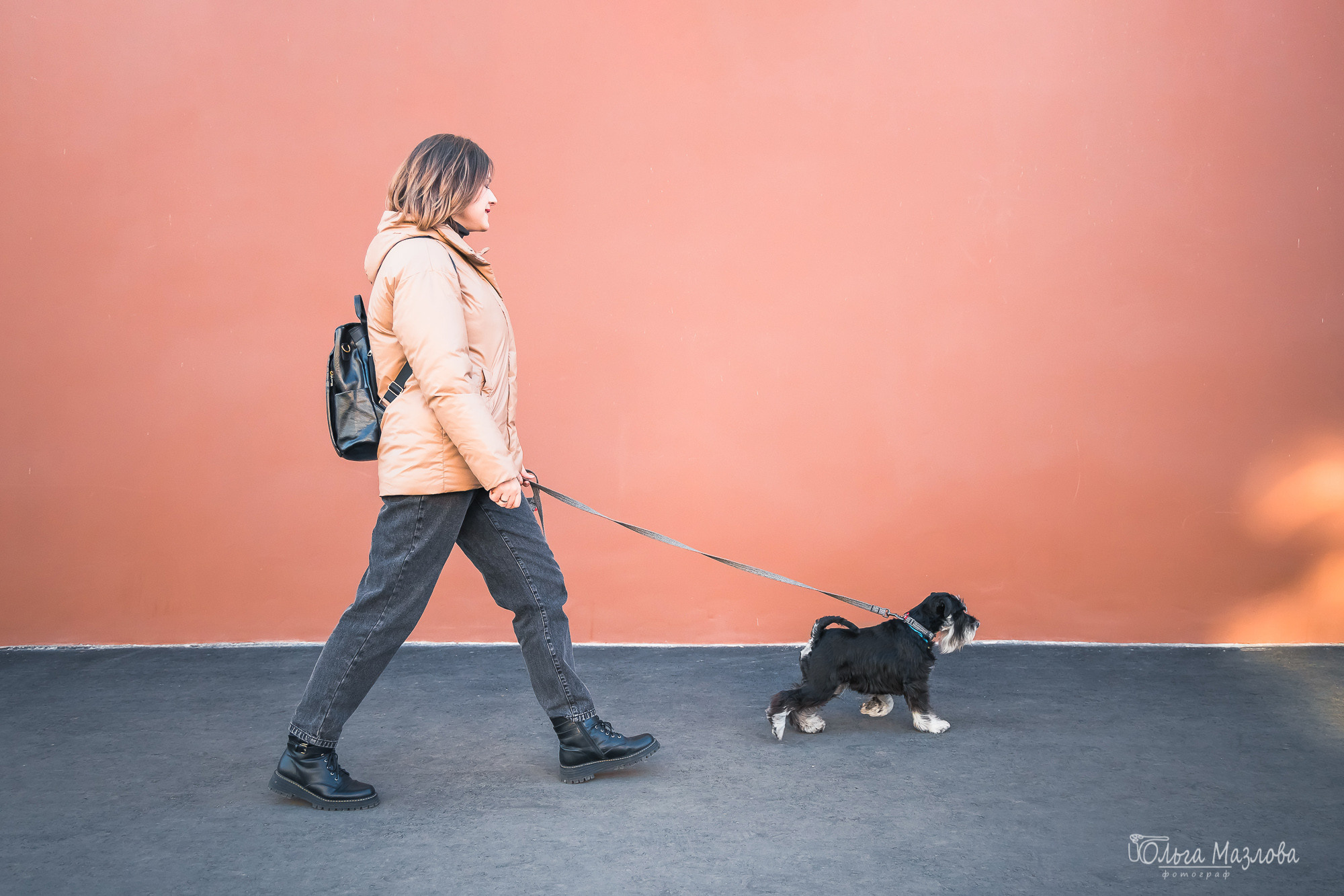 Девушка и цвергшнауцер