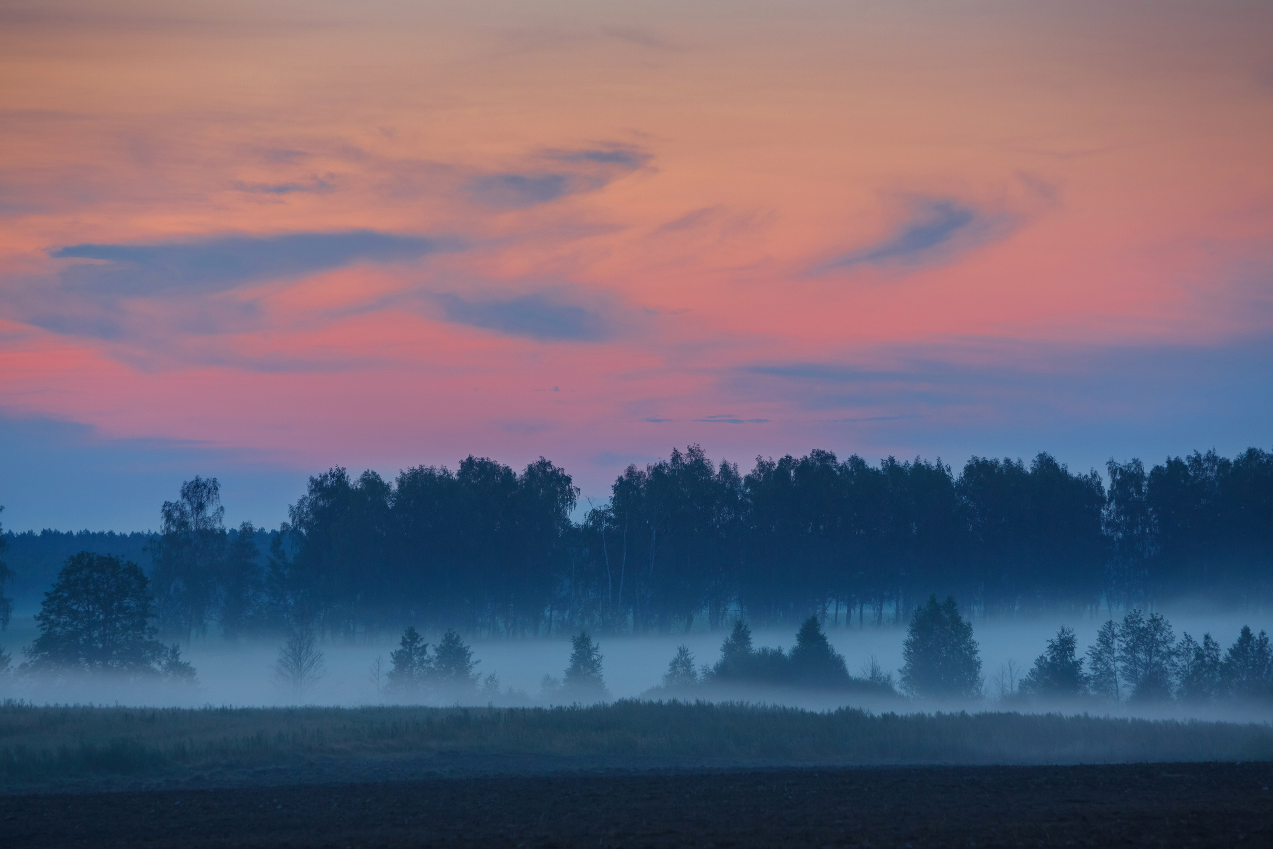 Туман после заката солнца.
