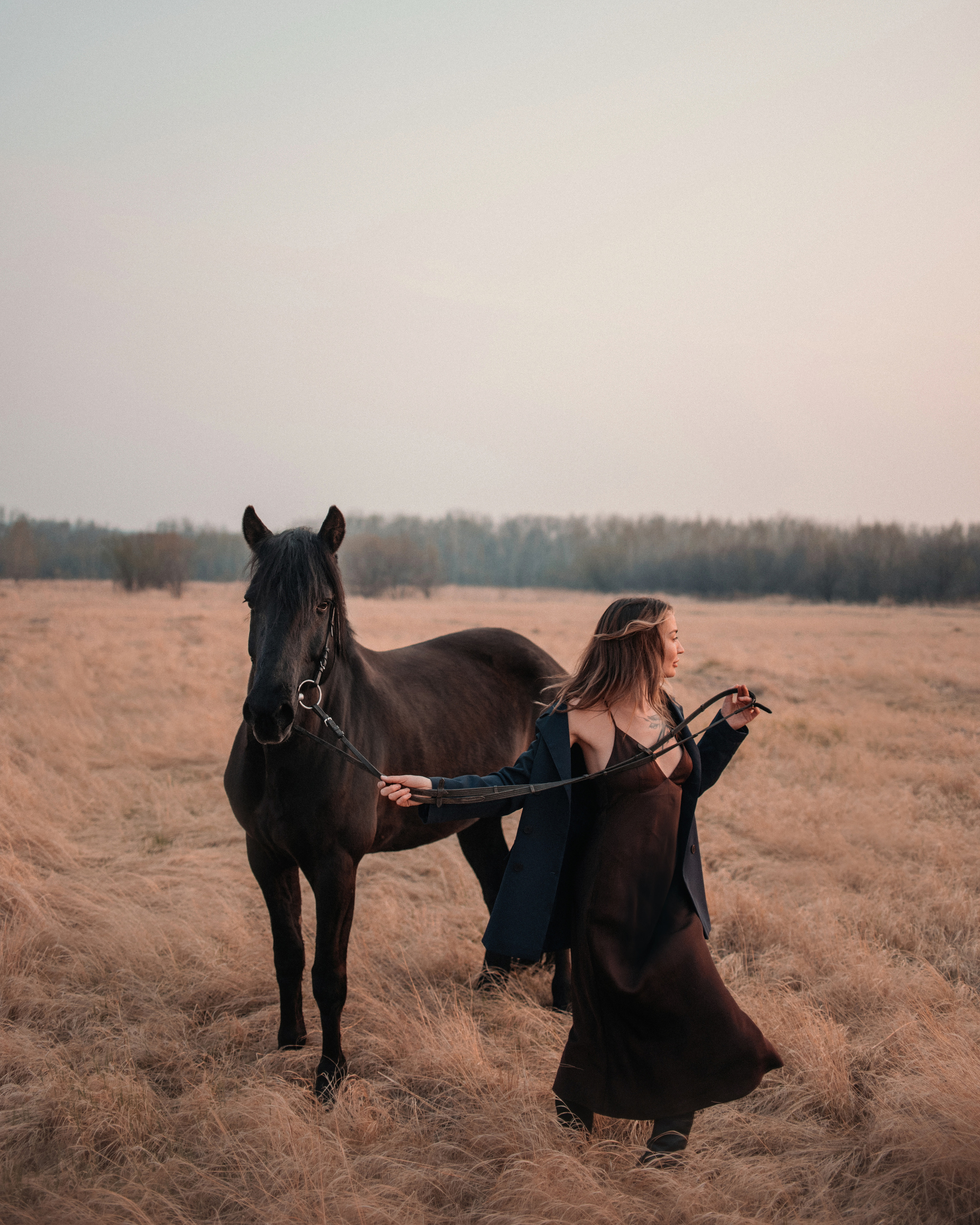 Конное: Ворон и Настя в поле. Портфолио