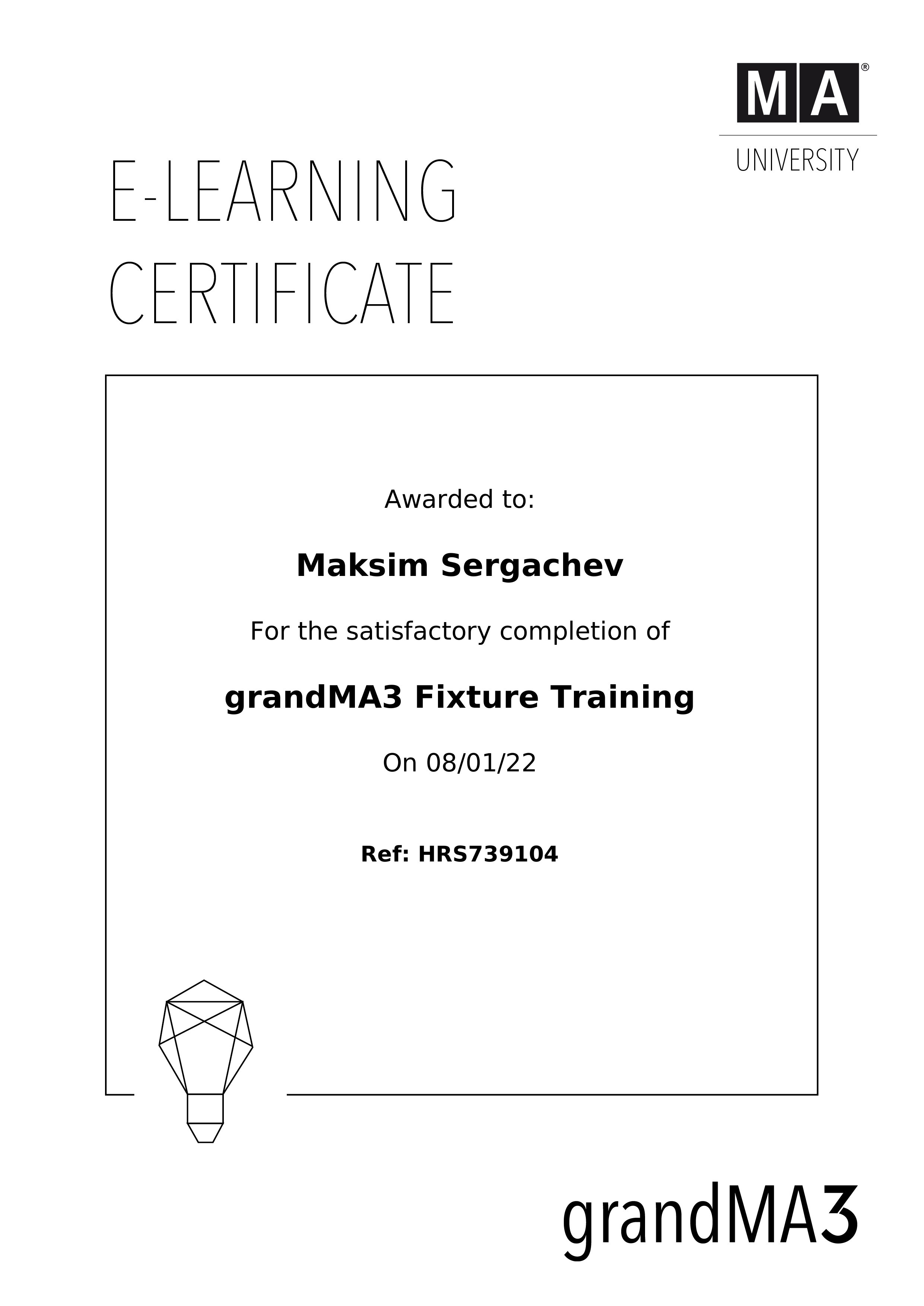 Сертификаты. Художник по свету Максим Сергачев