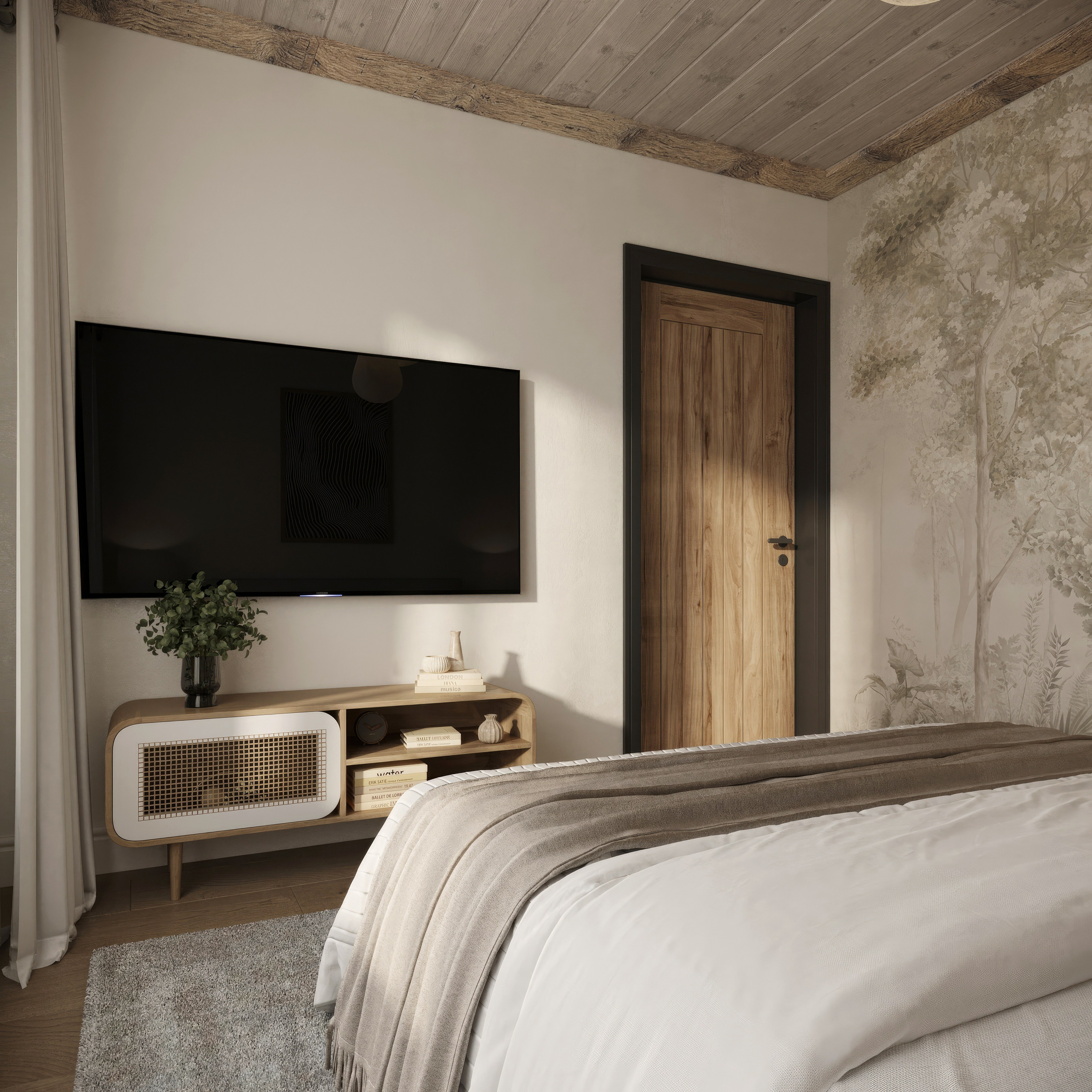 Countryside Cottage — Interior Design with Natural Materials. 3D INTERIOR AND ARCHITECTURE VISUALIZATION