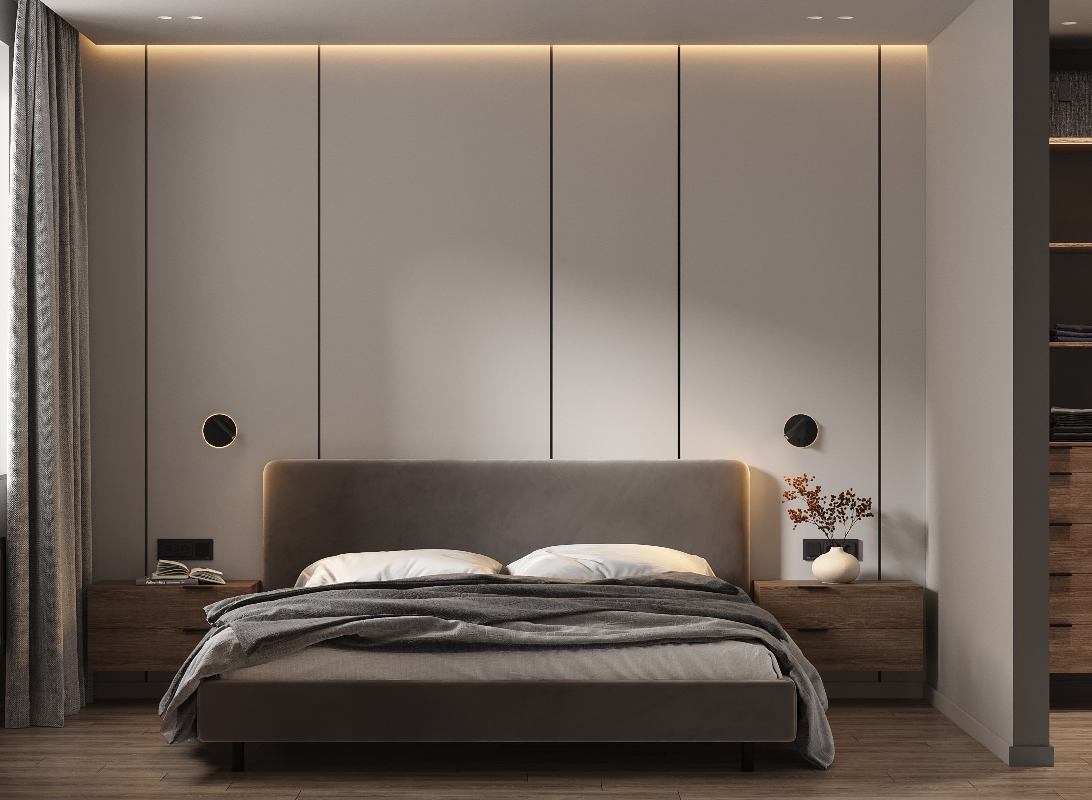 3д визуализация спальни в современном стиле 