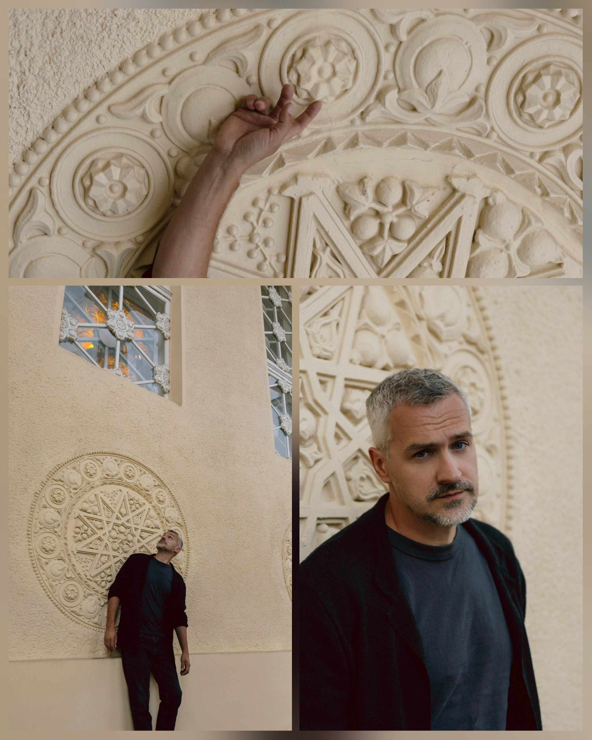 мужчина на фоне красивой стены