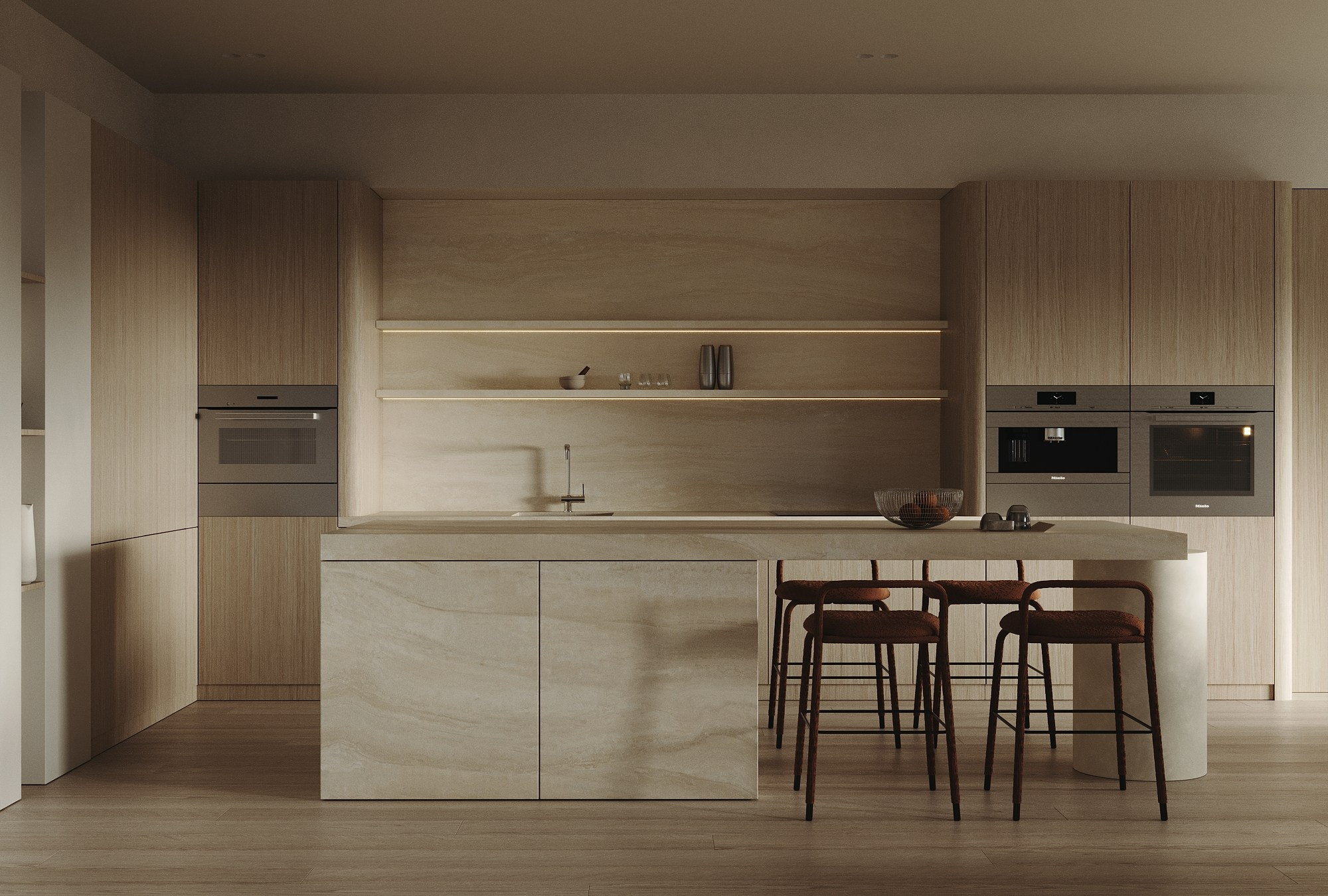 Кухня-гостиная ЖК Hill8. 3d визуализатор Валерия Романова