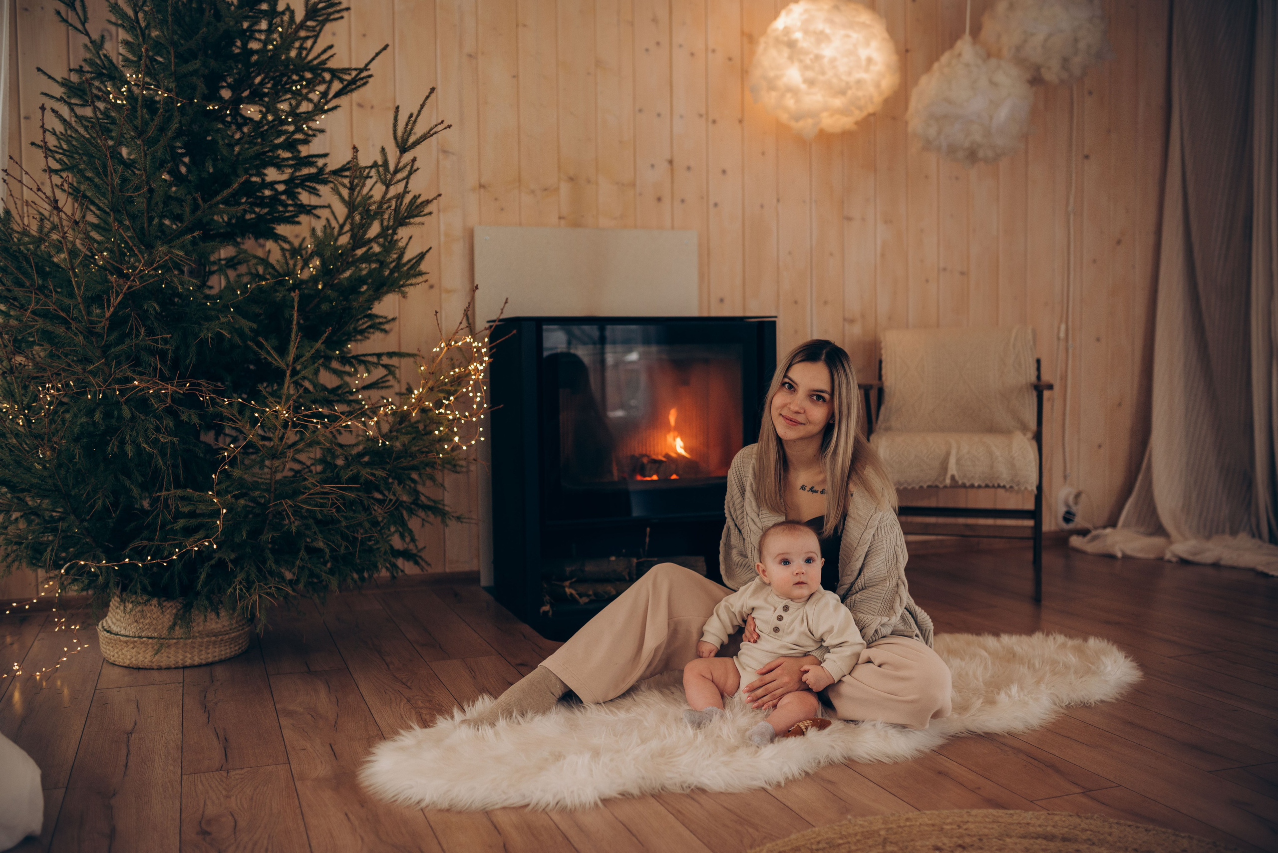 Семейная новогодняя фотосессия в студии. Семейный фотограф в Домодедово и Москве Елена Пичугина
