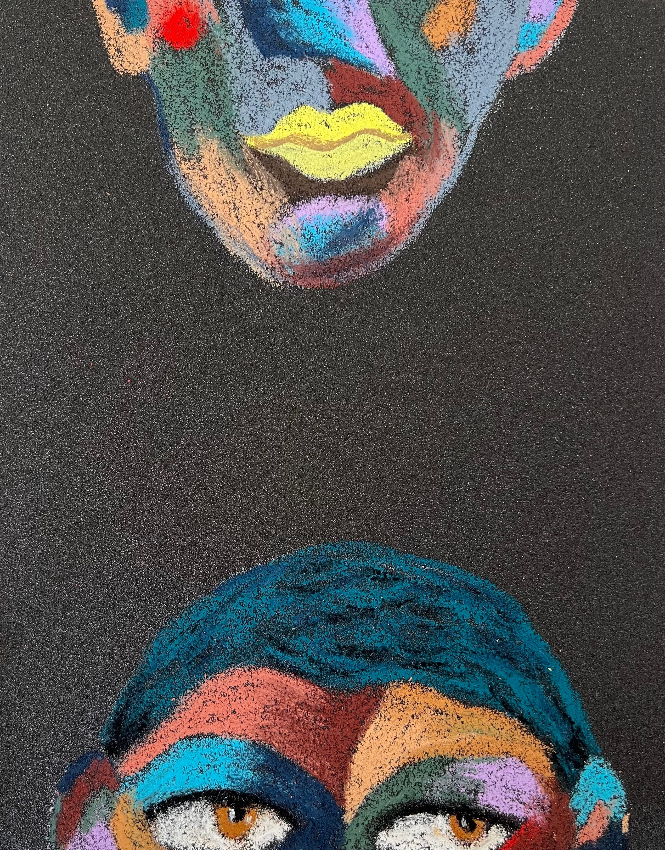 Double. Oil pastel, sandpaper. 28 x 23 cm