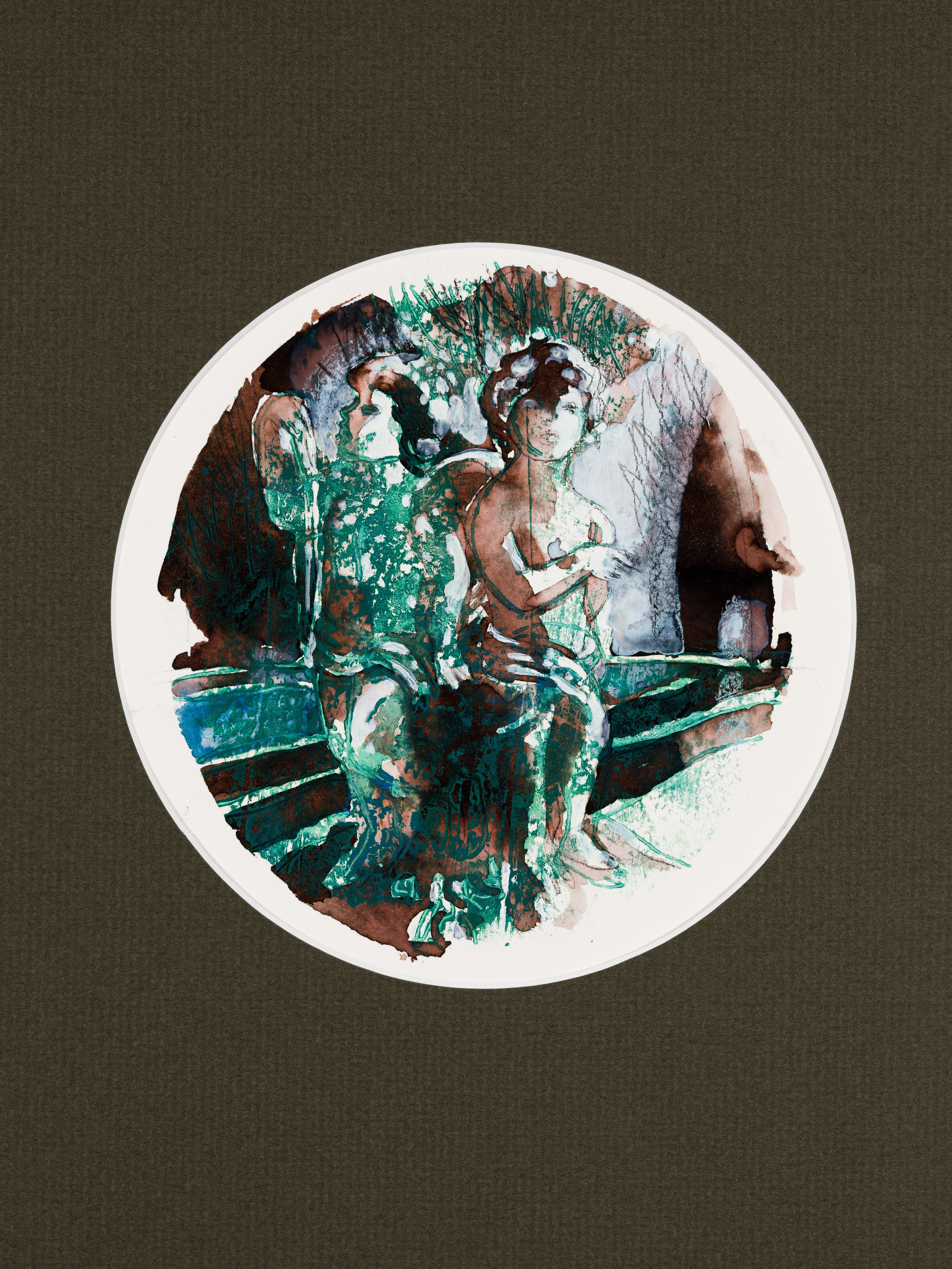 «Версаль II» - художник Лариса Блохина (бумага, смешанная техника, диаметр 17,5 см, 2026)