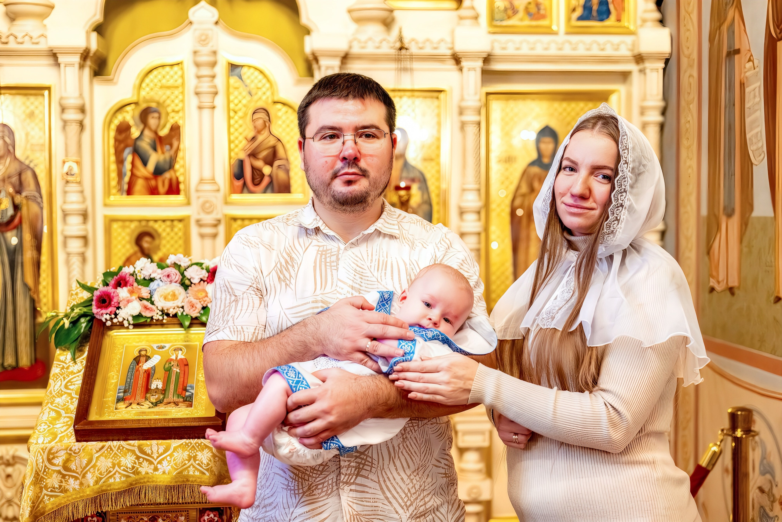 Крещение в церкви Петра и Февронии Муромских. Семейный и детский фотограф Москва