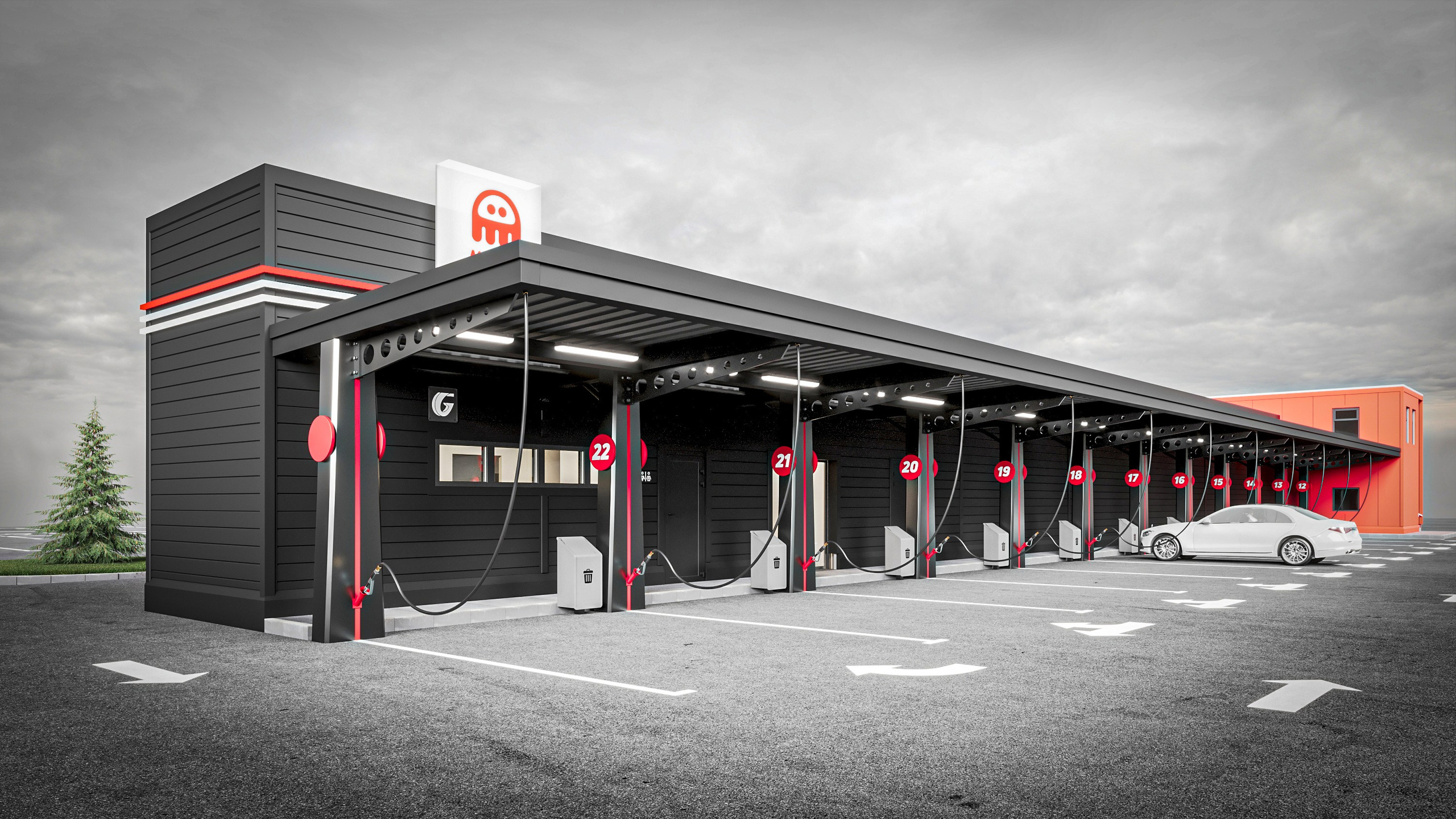 Проект туннельной автомойки, г. Киров. Дизайн интерьера и экстерьера в Санкт-Петербурге Яна Емельянова